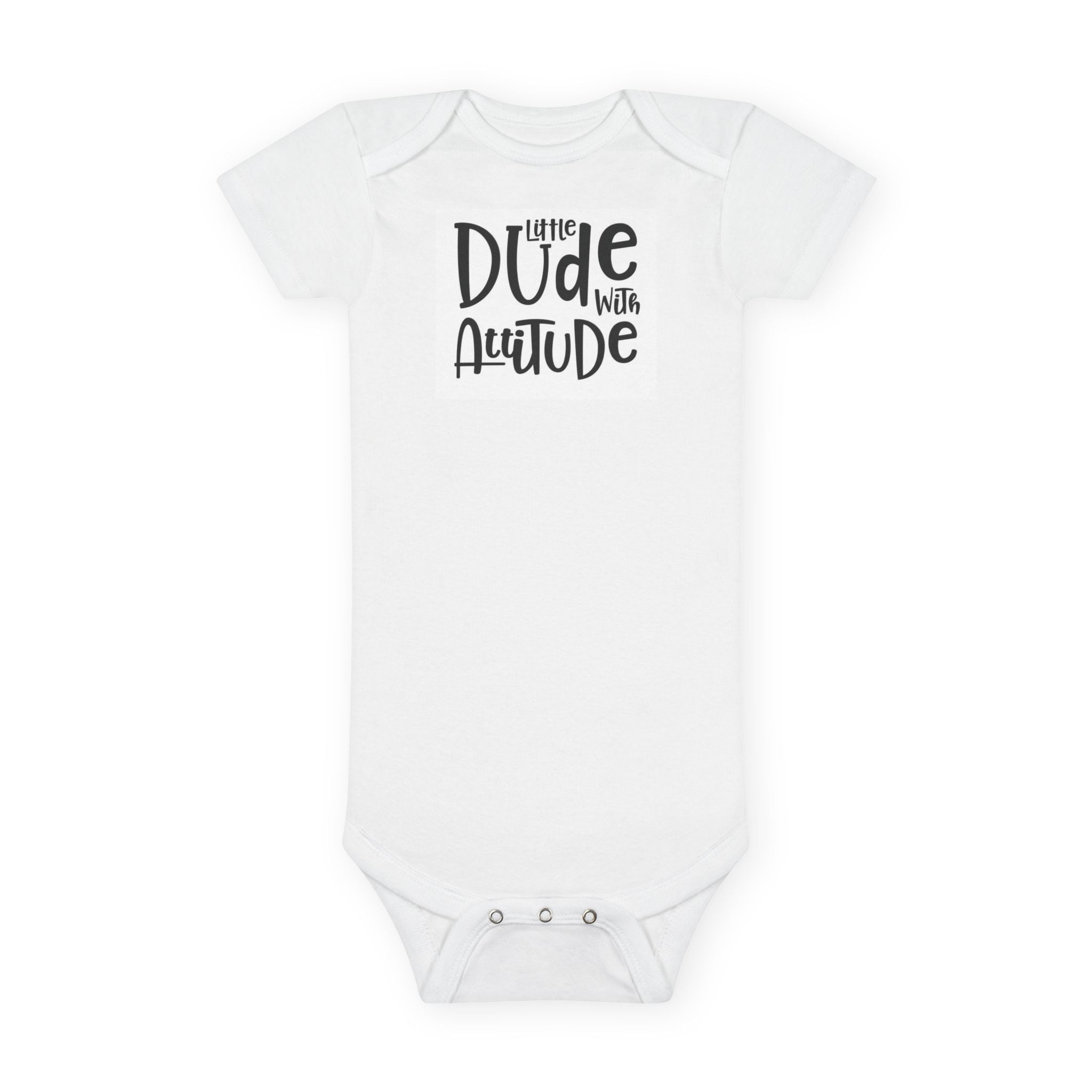 Little Dude With Attitude Baby Onesie – Cute Baby Bodysuit for Boys