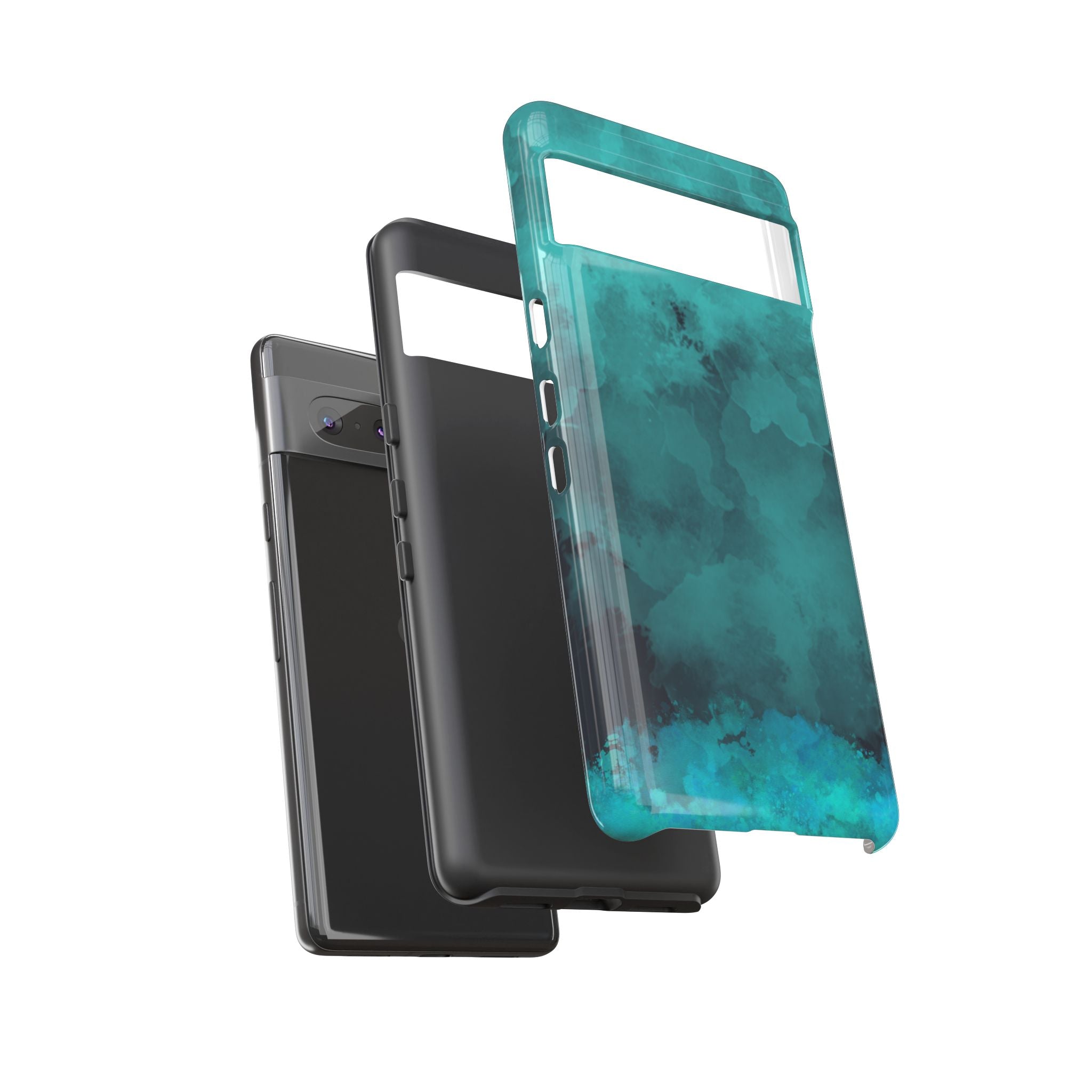 Turquoise Cloud Tough Phone Case — Protective Teal Marble Design