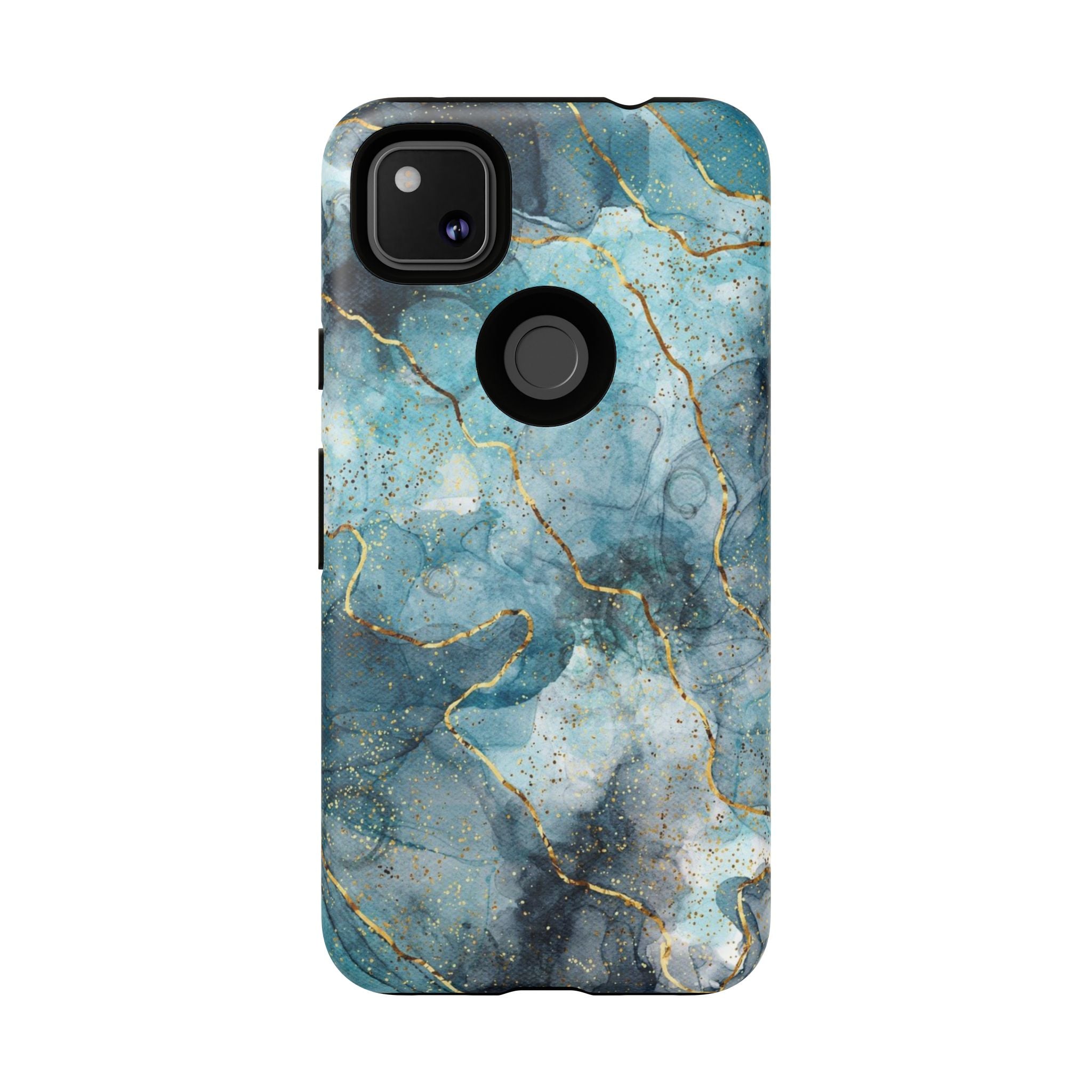 Blue Gold Marble Tough Phone Case