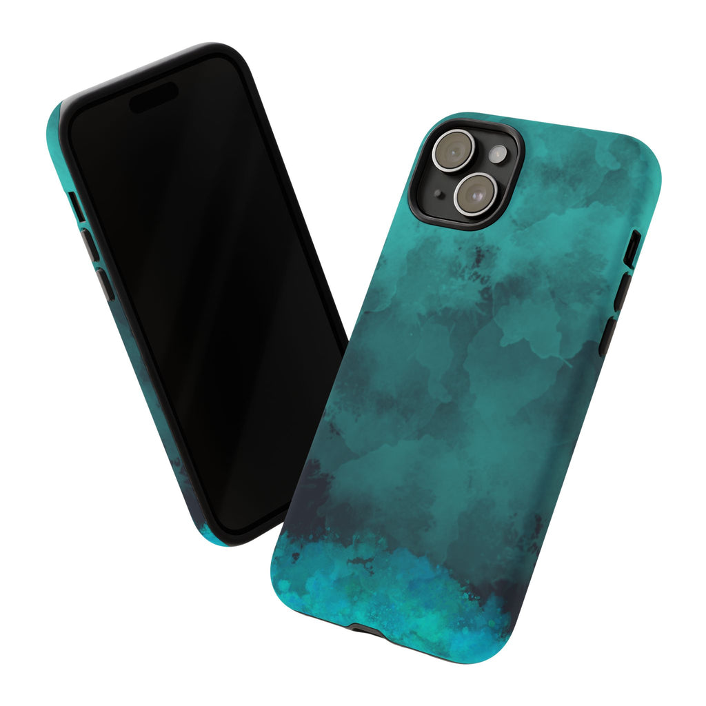 Turquoise Cloud Tough Phone Case — Protective Teal Marble Design
