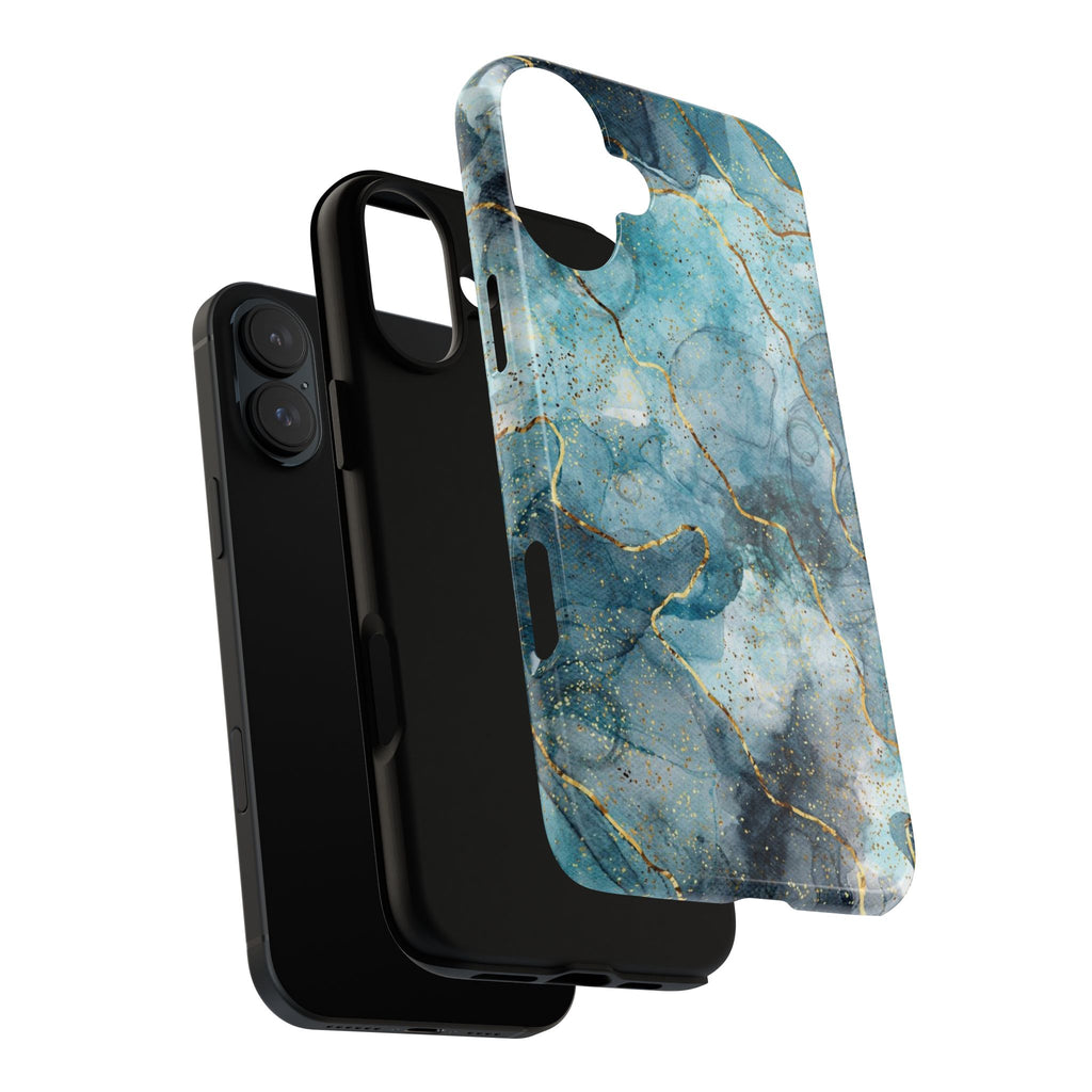 Blue Gold Marble Tough Phone Case