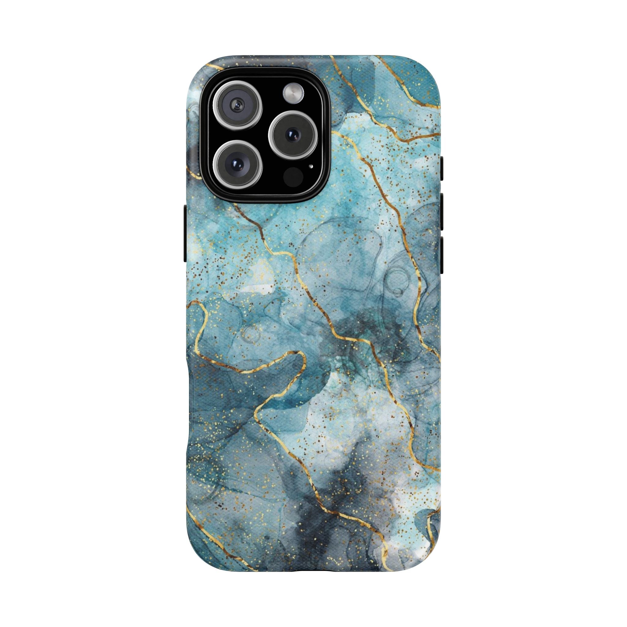 Blue Gold Marble Tough Phone Case