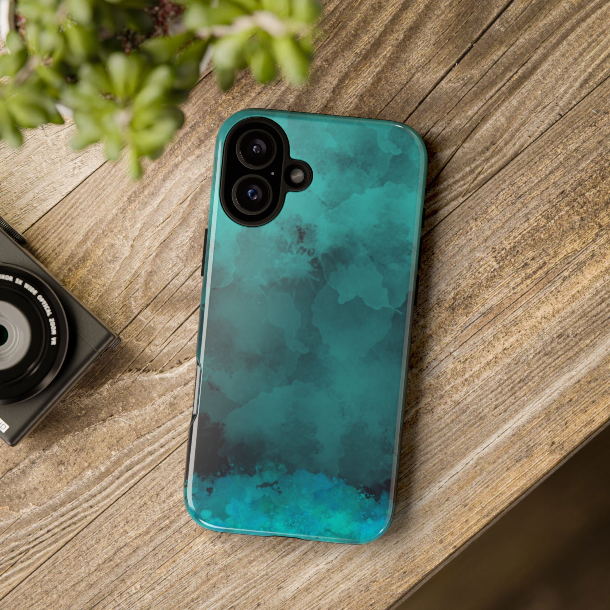 Turquoise Cloud Tough Phone Case — Protective Teal Marble Design