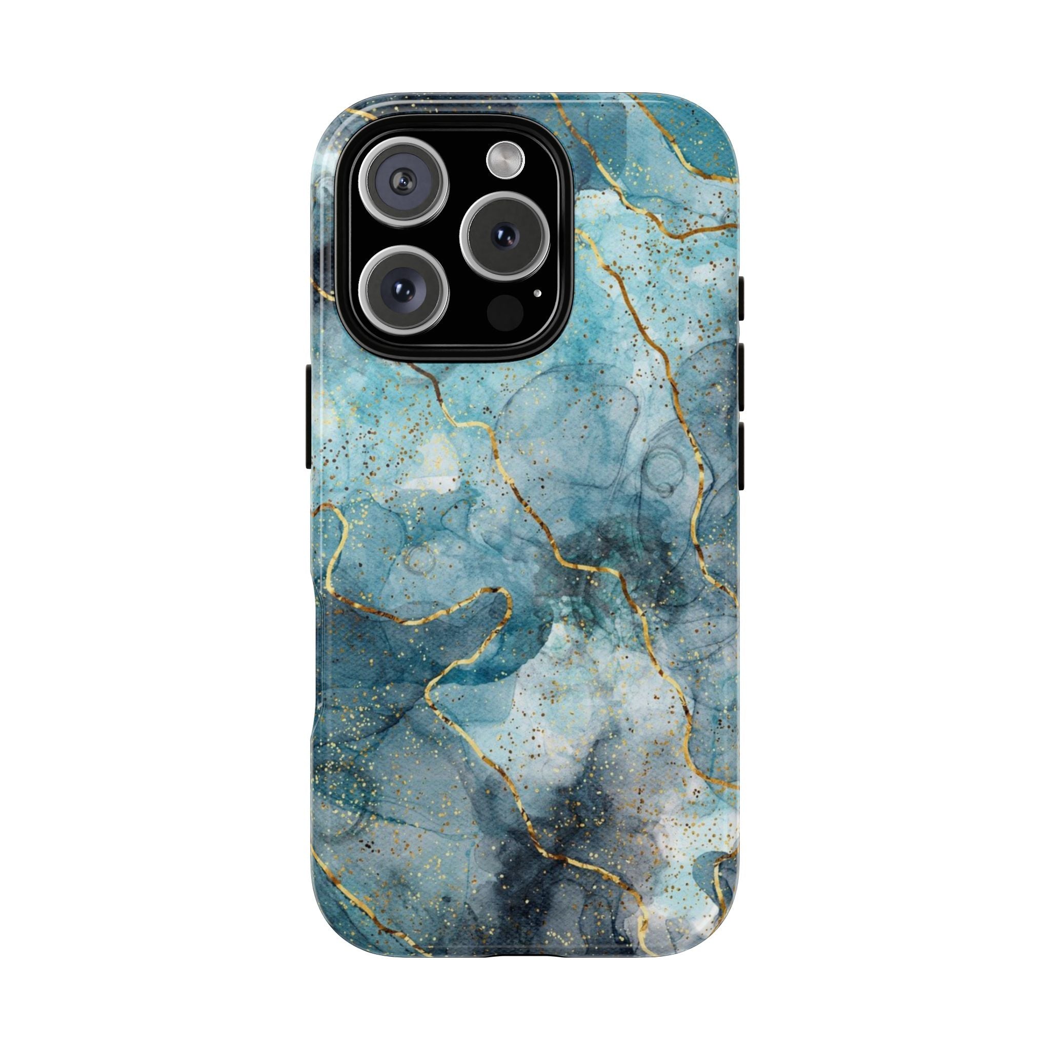Blue Gold Marble Tough Phone Case