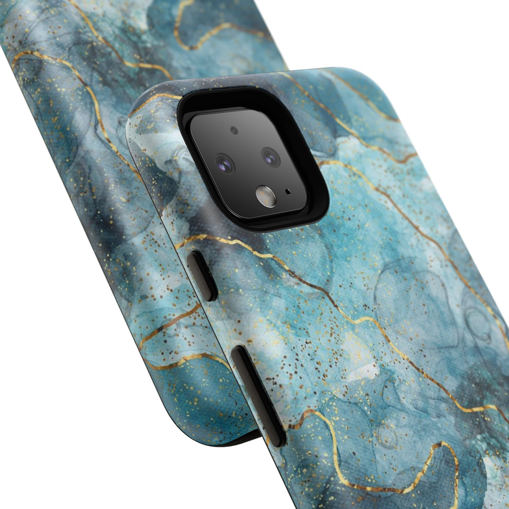 Blue Gold Marble Tough Phone Case
