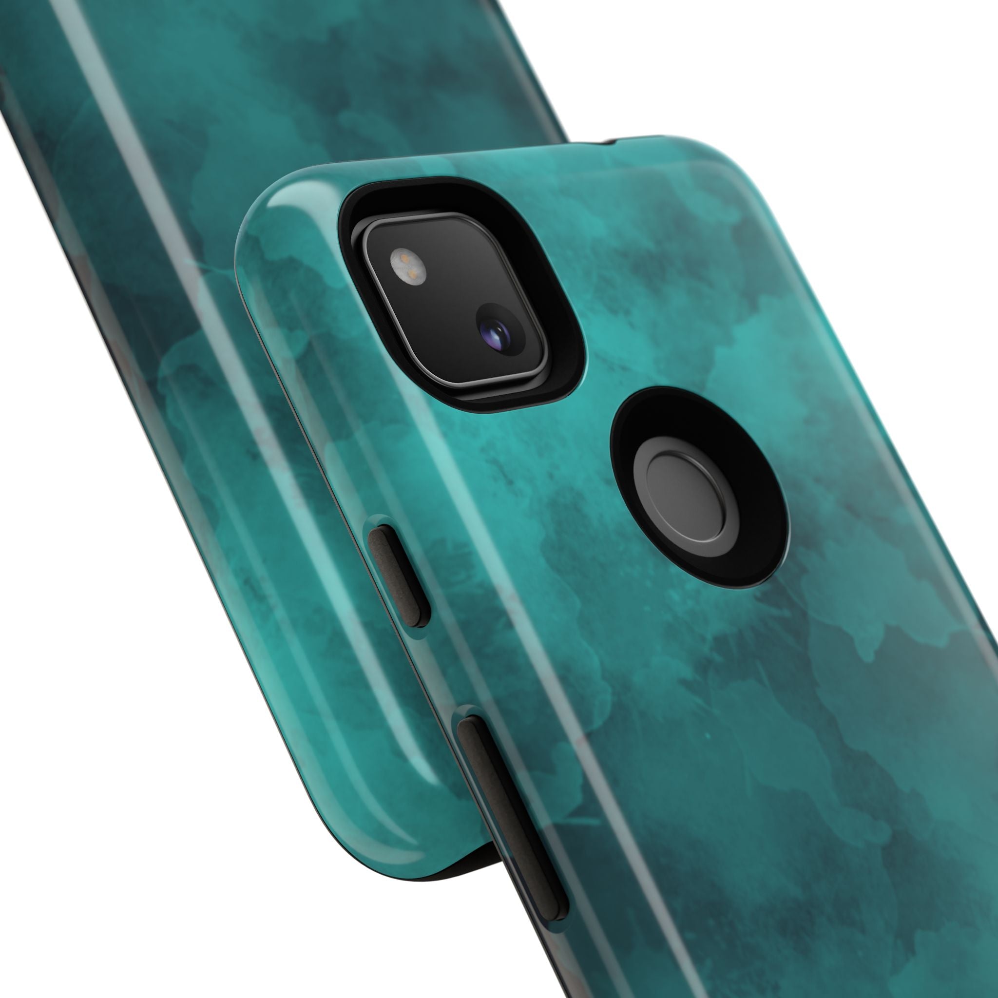 Turquoise Cloud Tough Phone Case — Protective Teal Marble Design
