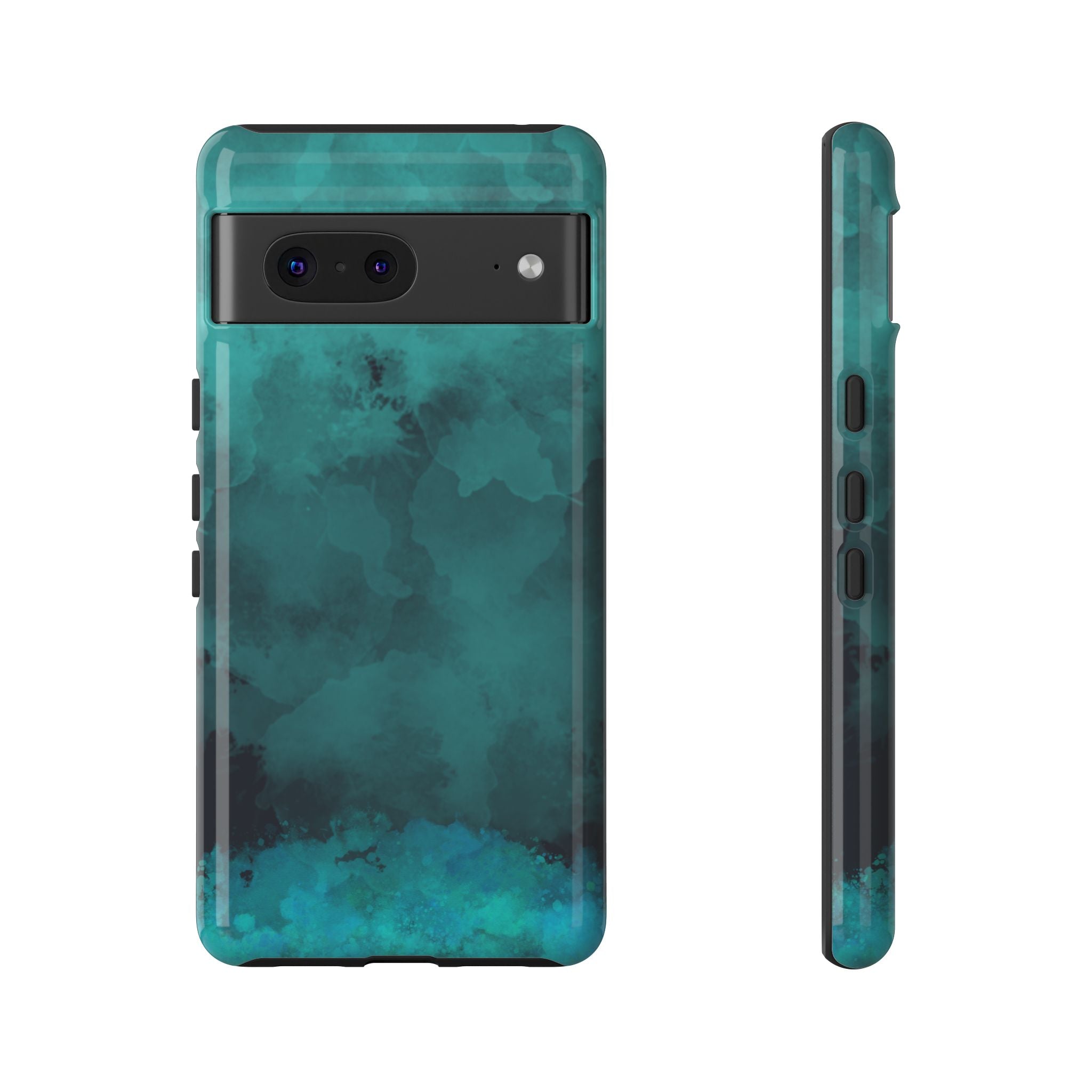 Turquoise Cloud Tough Phone Case — Protective Teal Marble Design