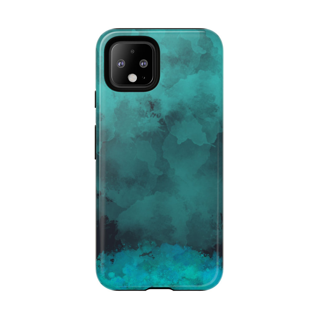 Turquoise Cloud Tough Phone Case — Protective Teal Marble Design