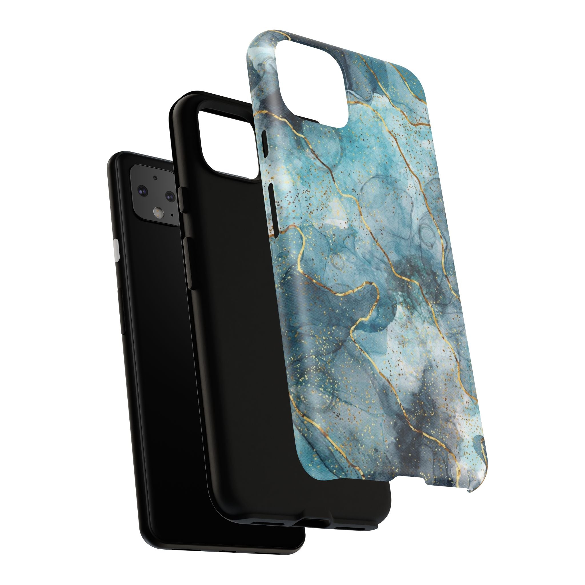 Blue Gold Marble Tough Phone Case