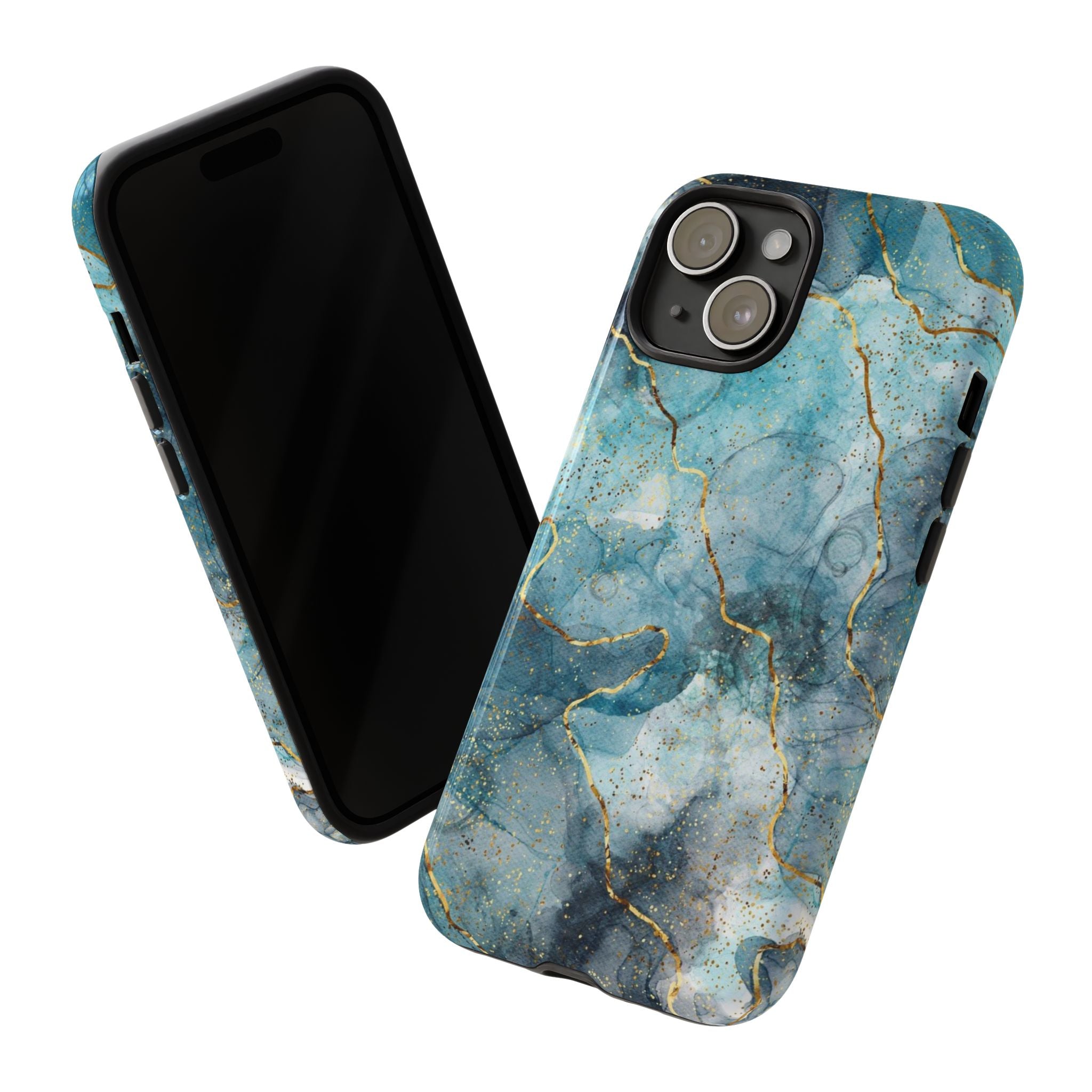Blue Gold Marble Tough Phone Case