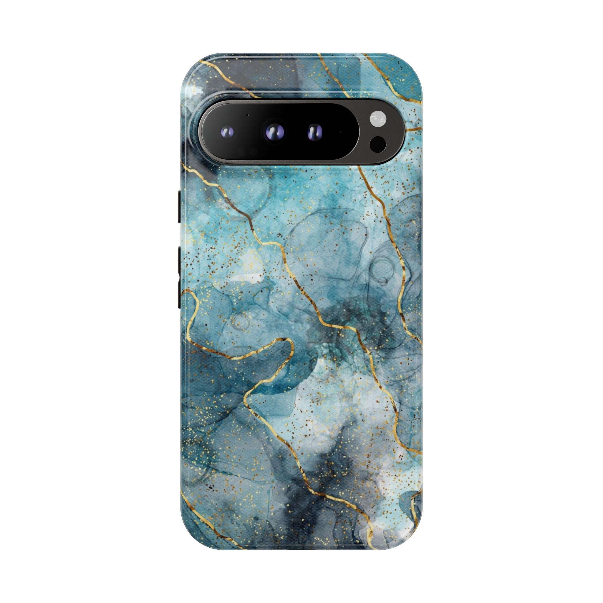 Blue Gold Marble Tough Phone Case