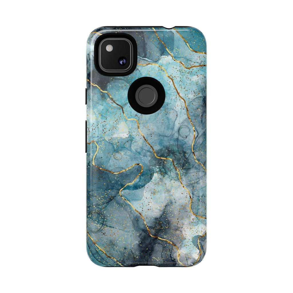 Blue Gold Marble Tough Phone Case