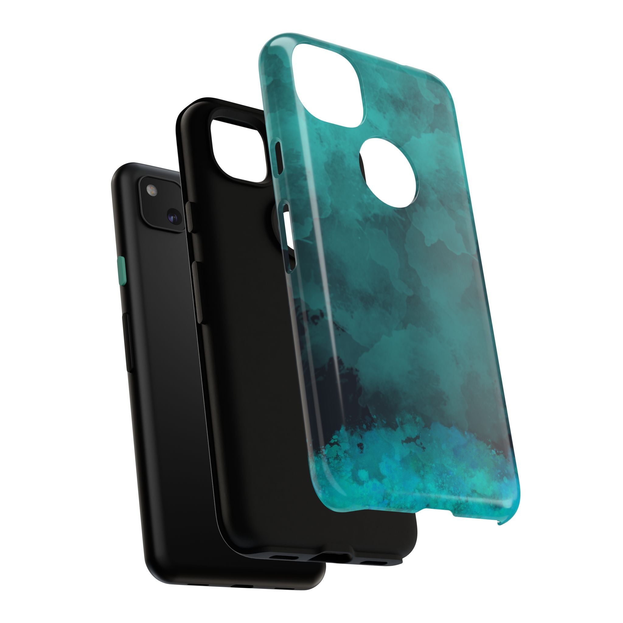 Turquoise Cloud Tough Phone Case — Protective Teal Marble Design