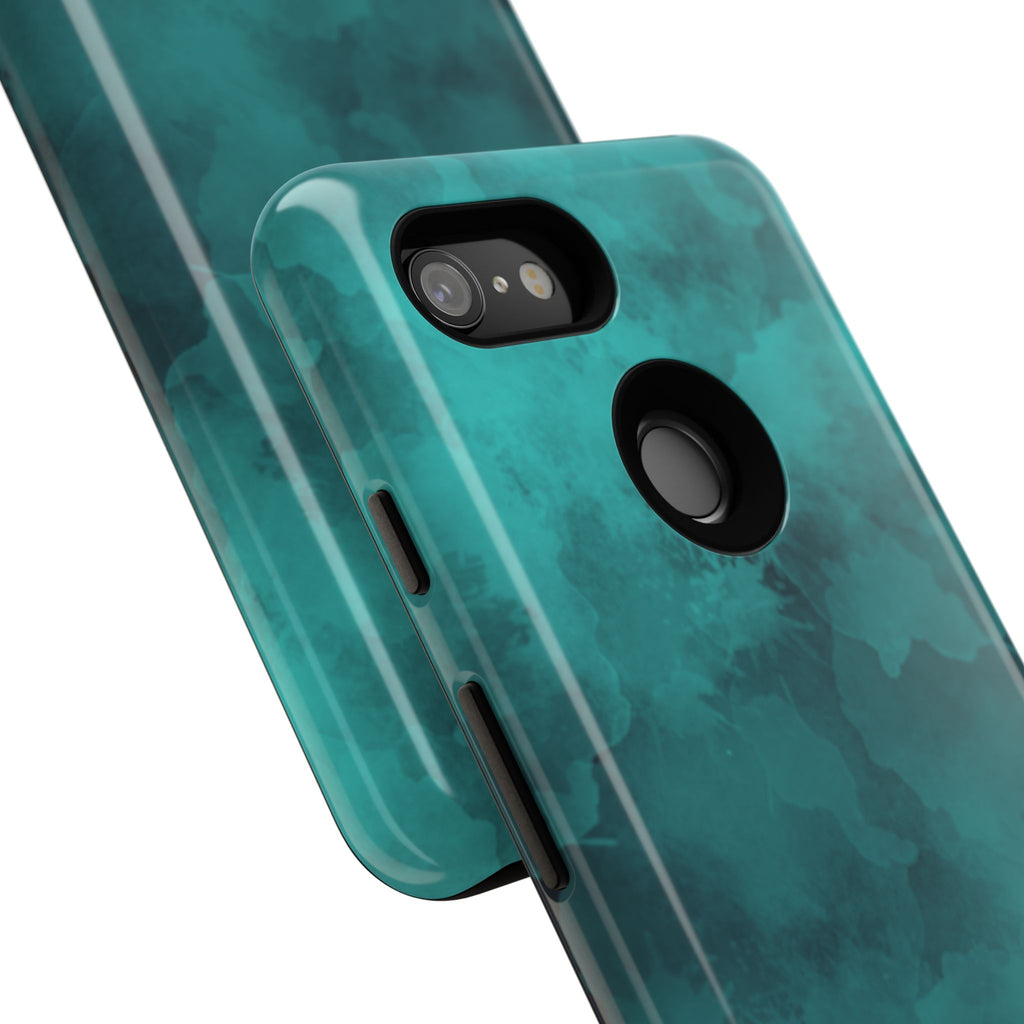 Turquoise Cloud Tough Phone Case — Protective Teal Marble Design