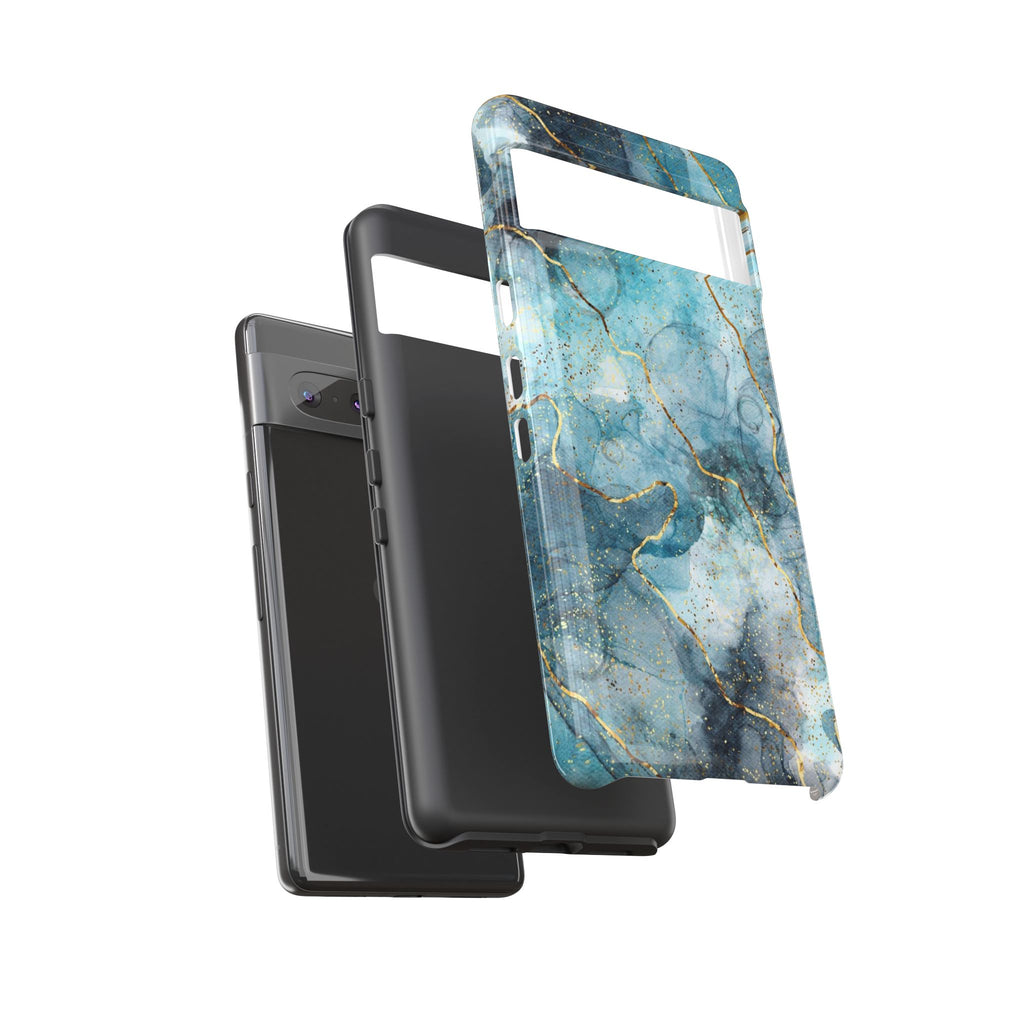 Blue Gold Marble Tough Phone Case