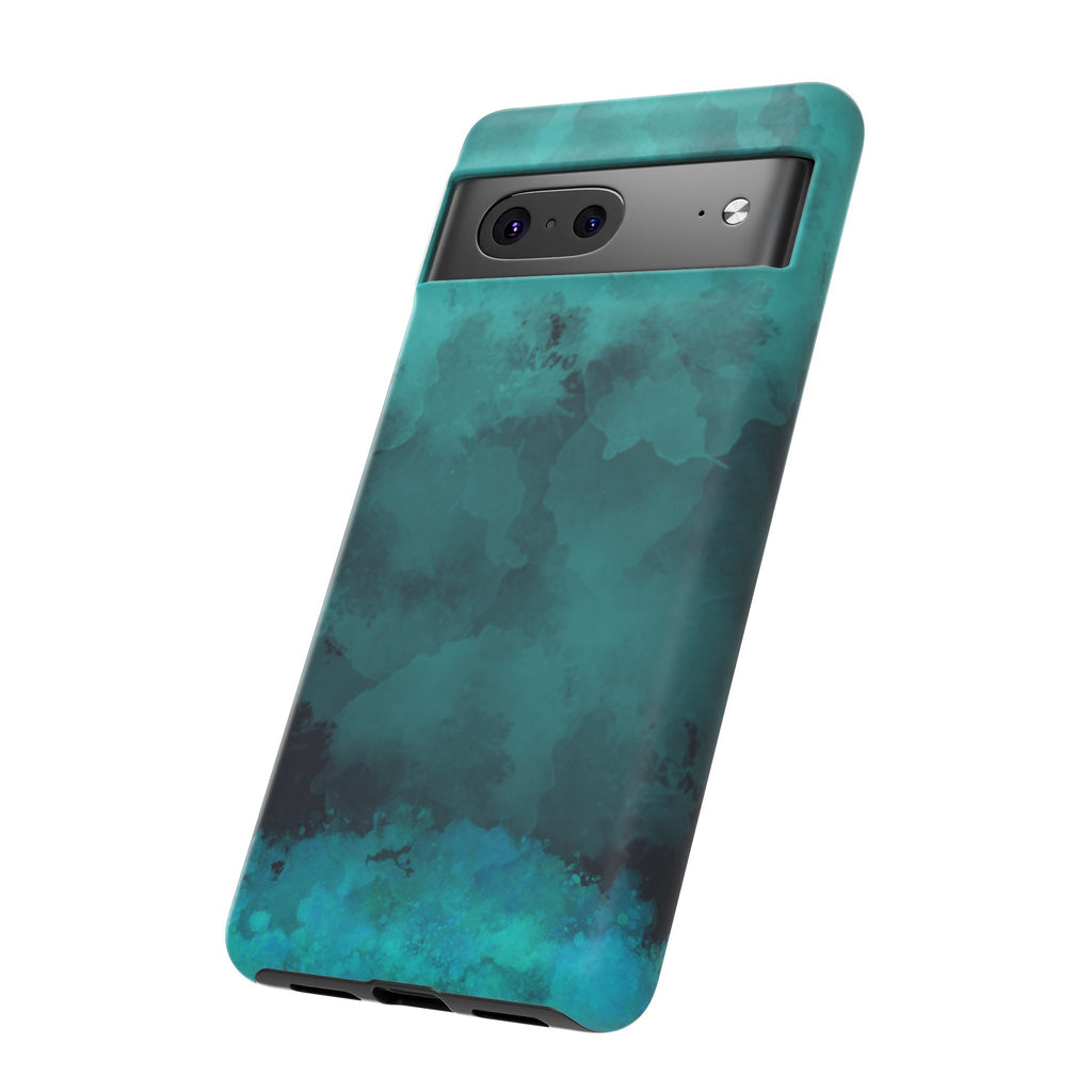 Turquoise Cloud Tough Phone Case — Protective Teal Marble Design