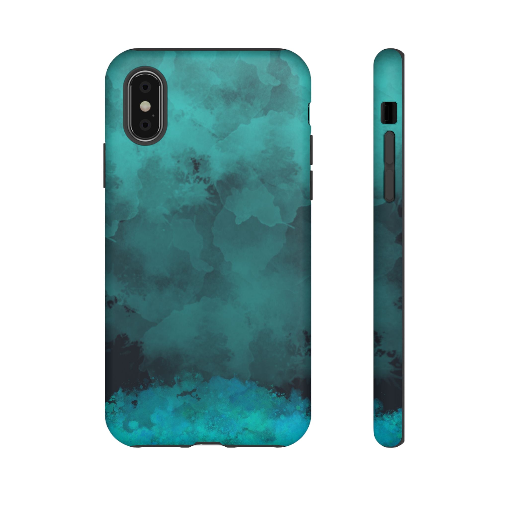 Turquoise Cloud Tough Phone Case — Protective Teal Marble Design
