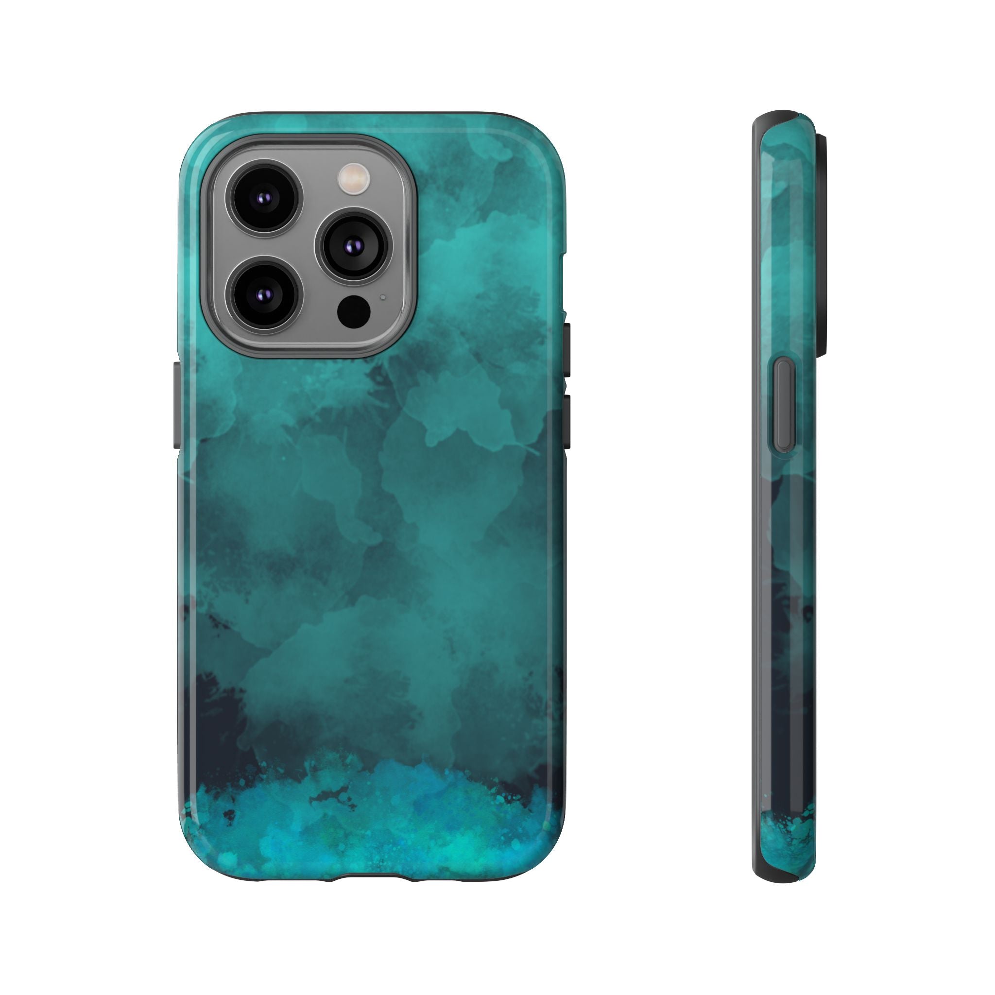 Turquoise Cloud Tough Phone Case — Protective Teal Marble Design