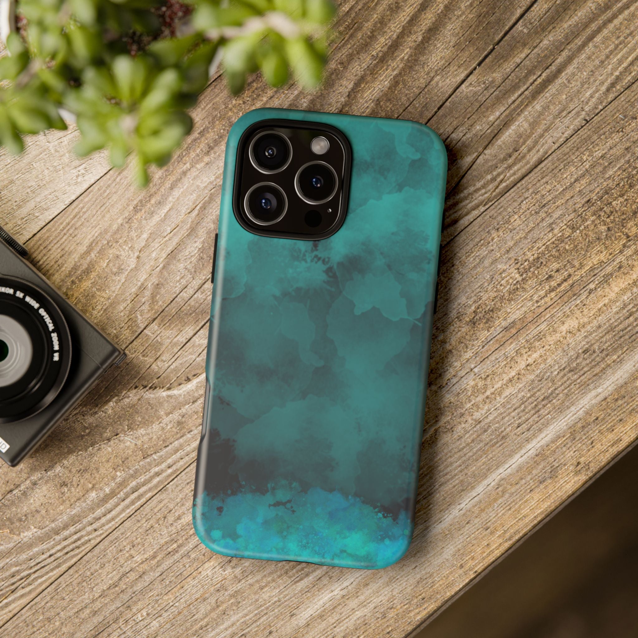 Turquoise Cloud Tough Phone Case — Protective Teal Marble Design