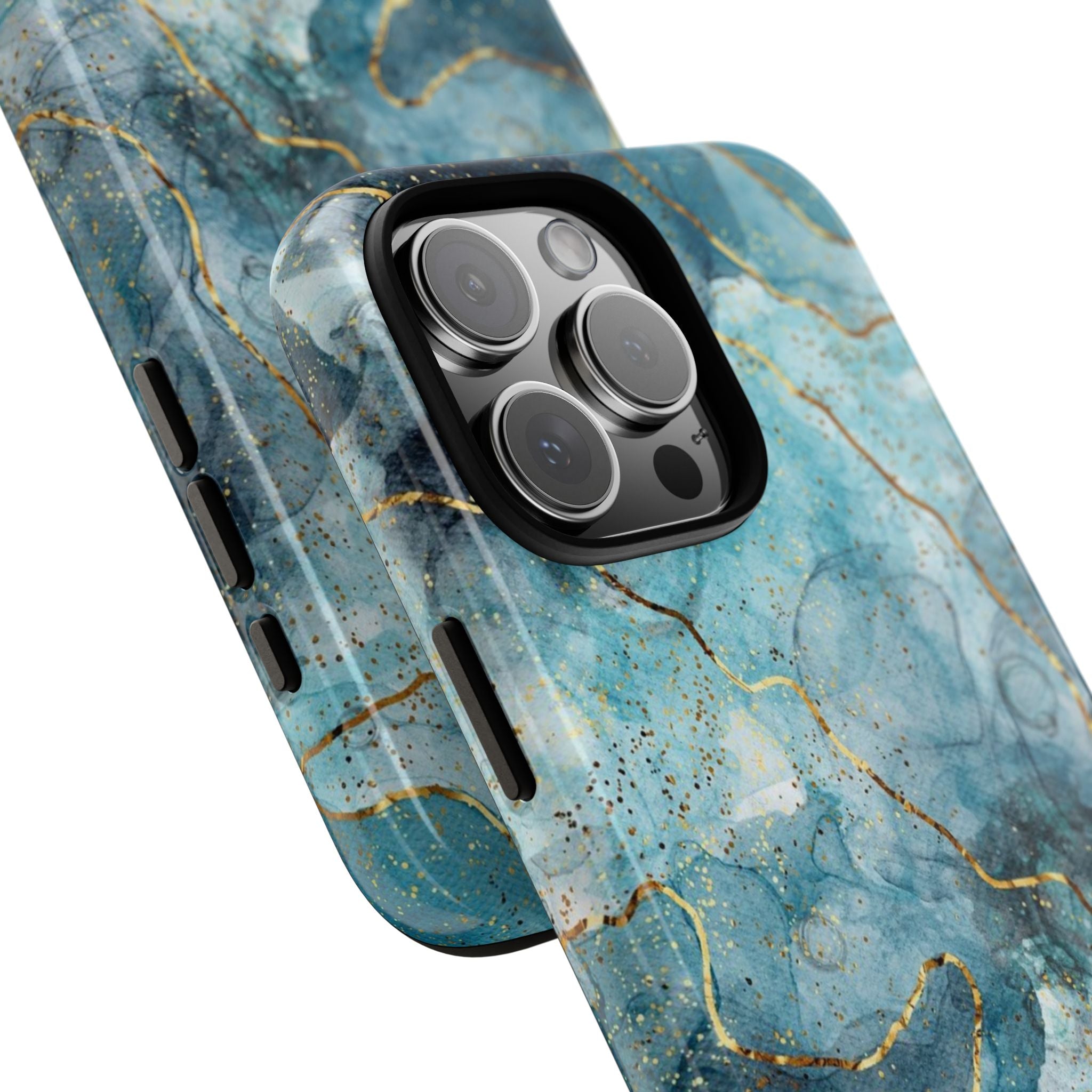 Blue Gold Marble Tough Phone Case