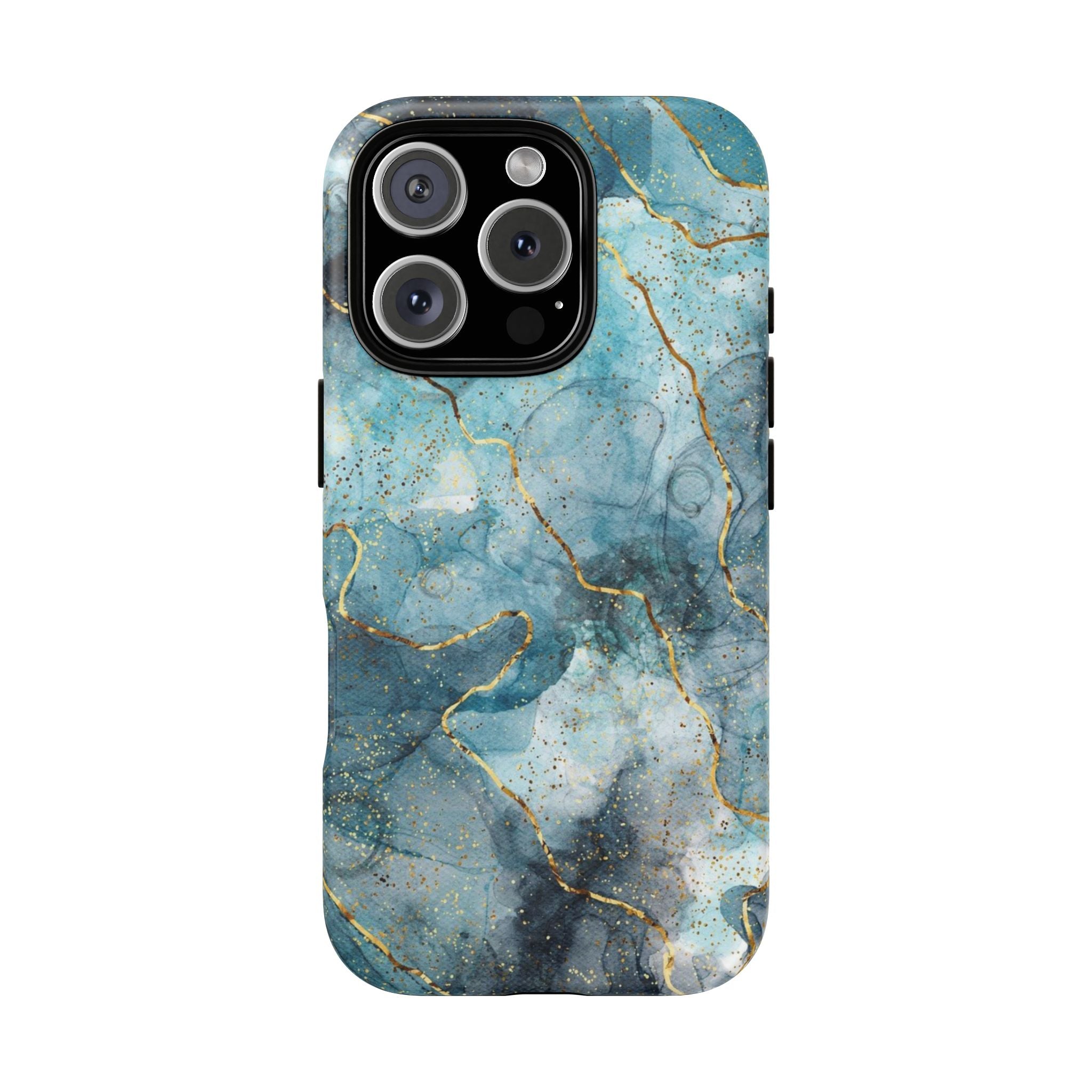 Blue Gold Marble Tough Phone Case