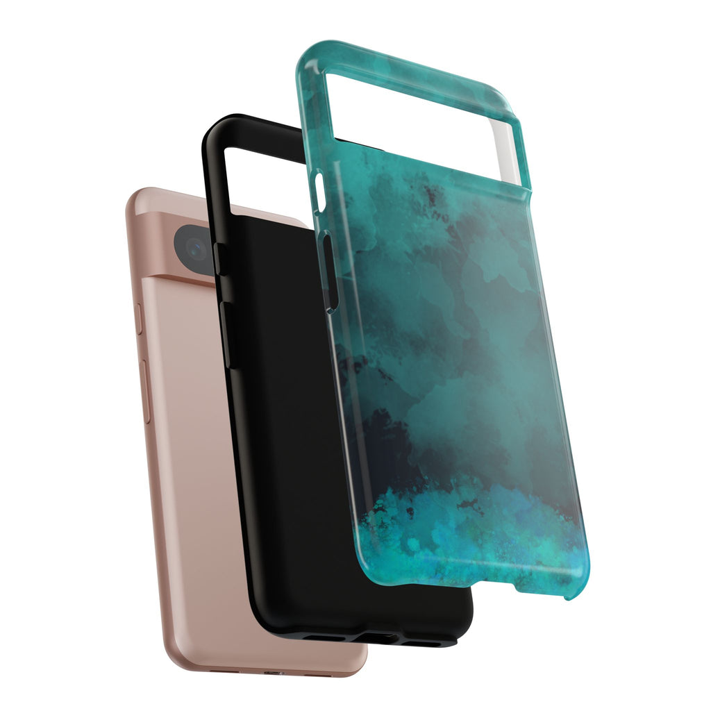 Turquoise Cloud Tough Phone Case — Protective Teal Marble Design