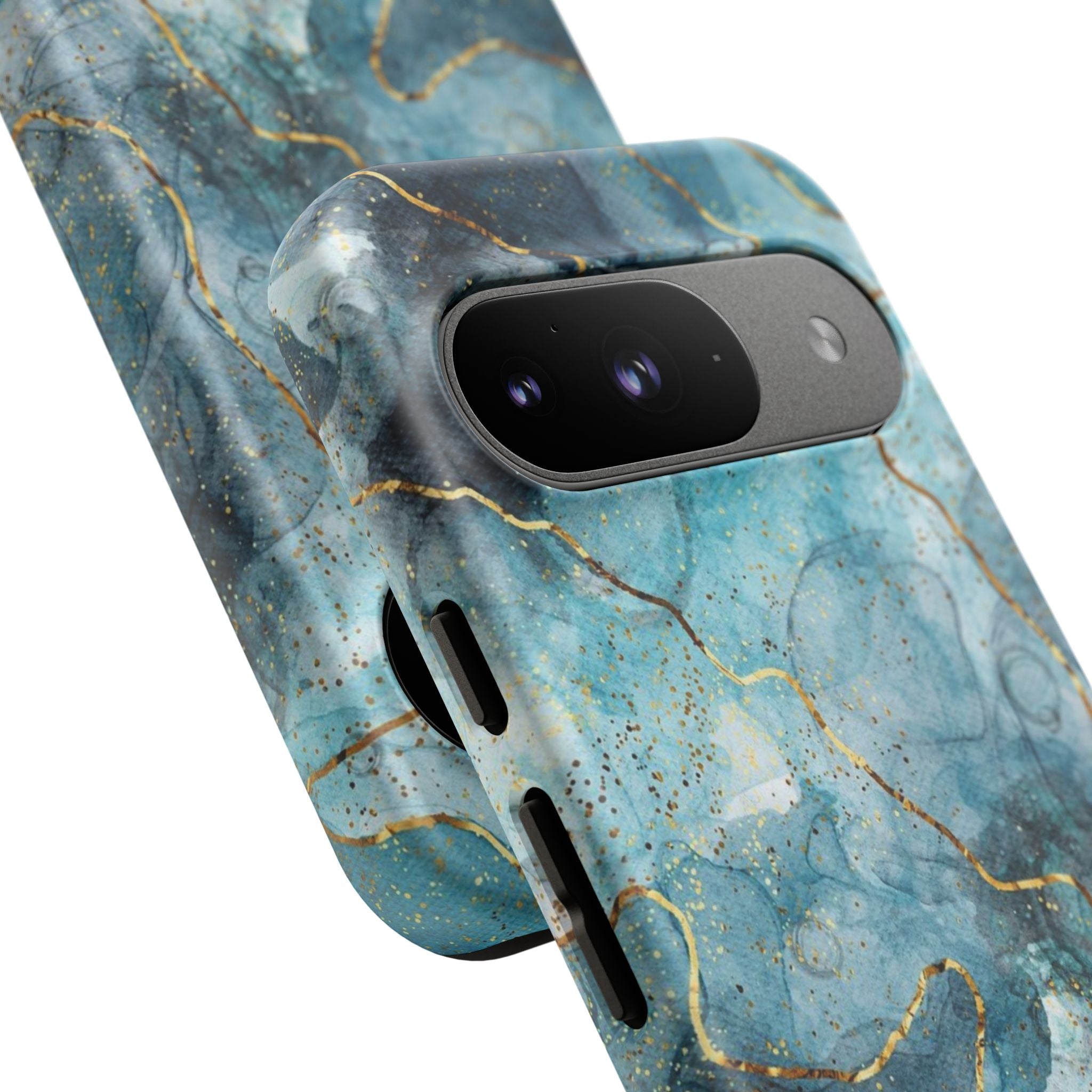 Blue Gold Marble Tough Phone Case