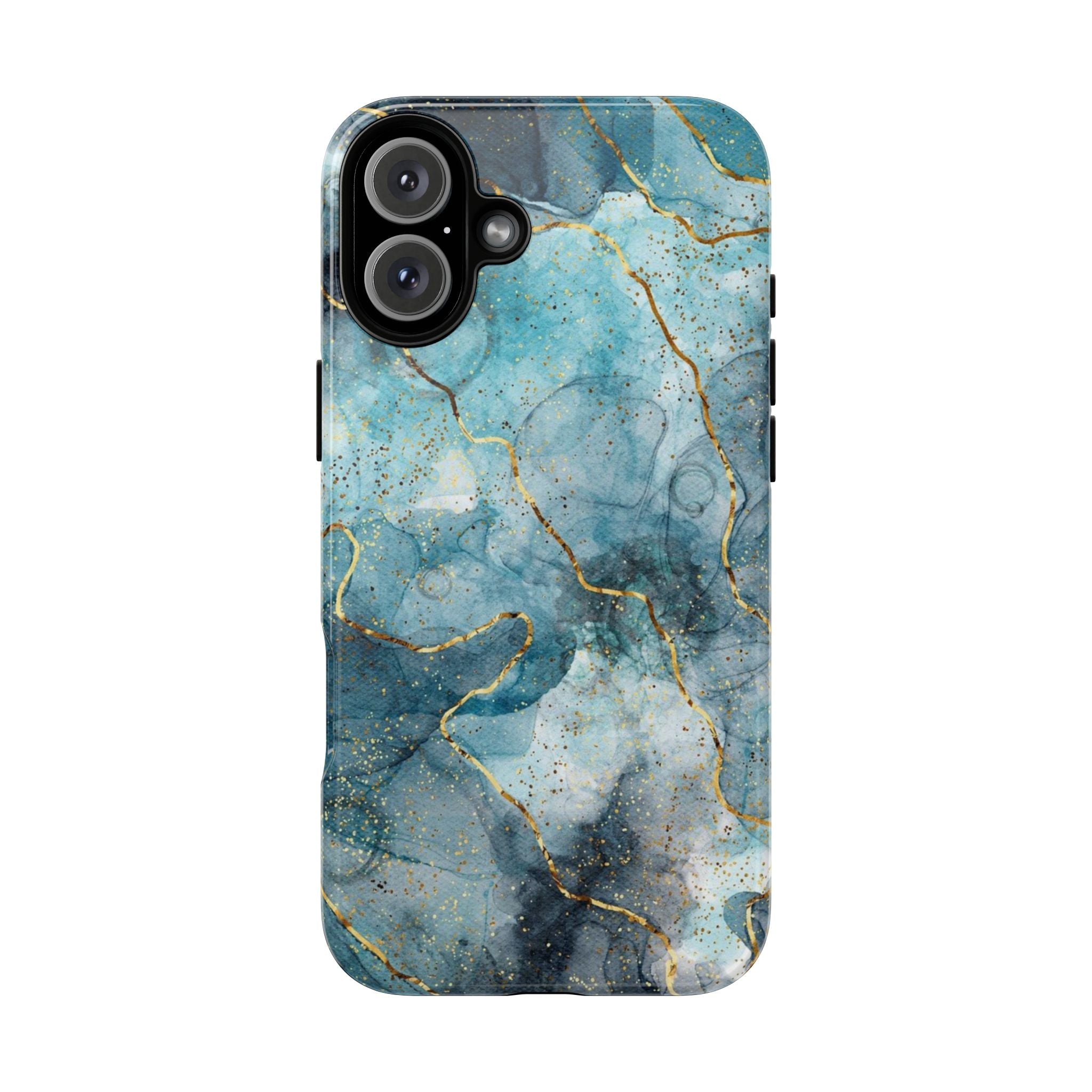 Blue Gold Marble Tough Phone Case