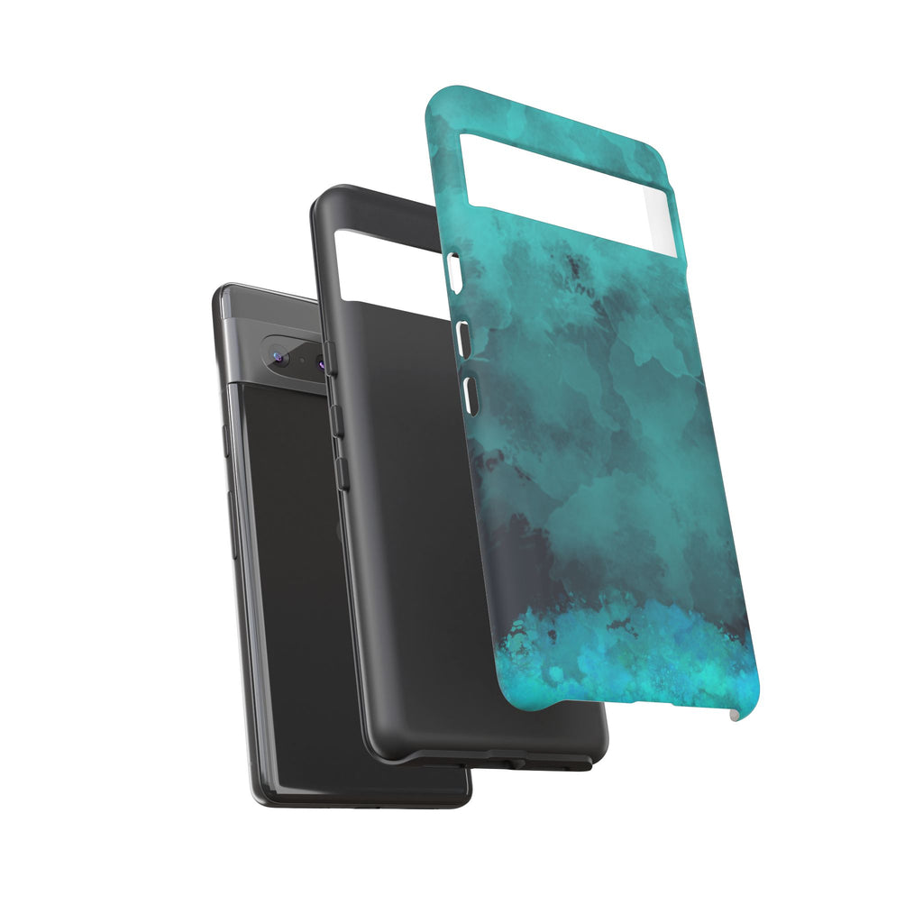 Turquoise Cloud Tough Phone Case — Protective Teal Marble Design