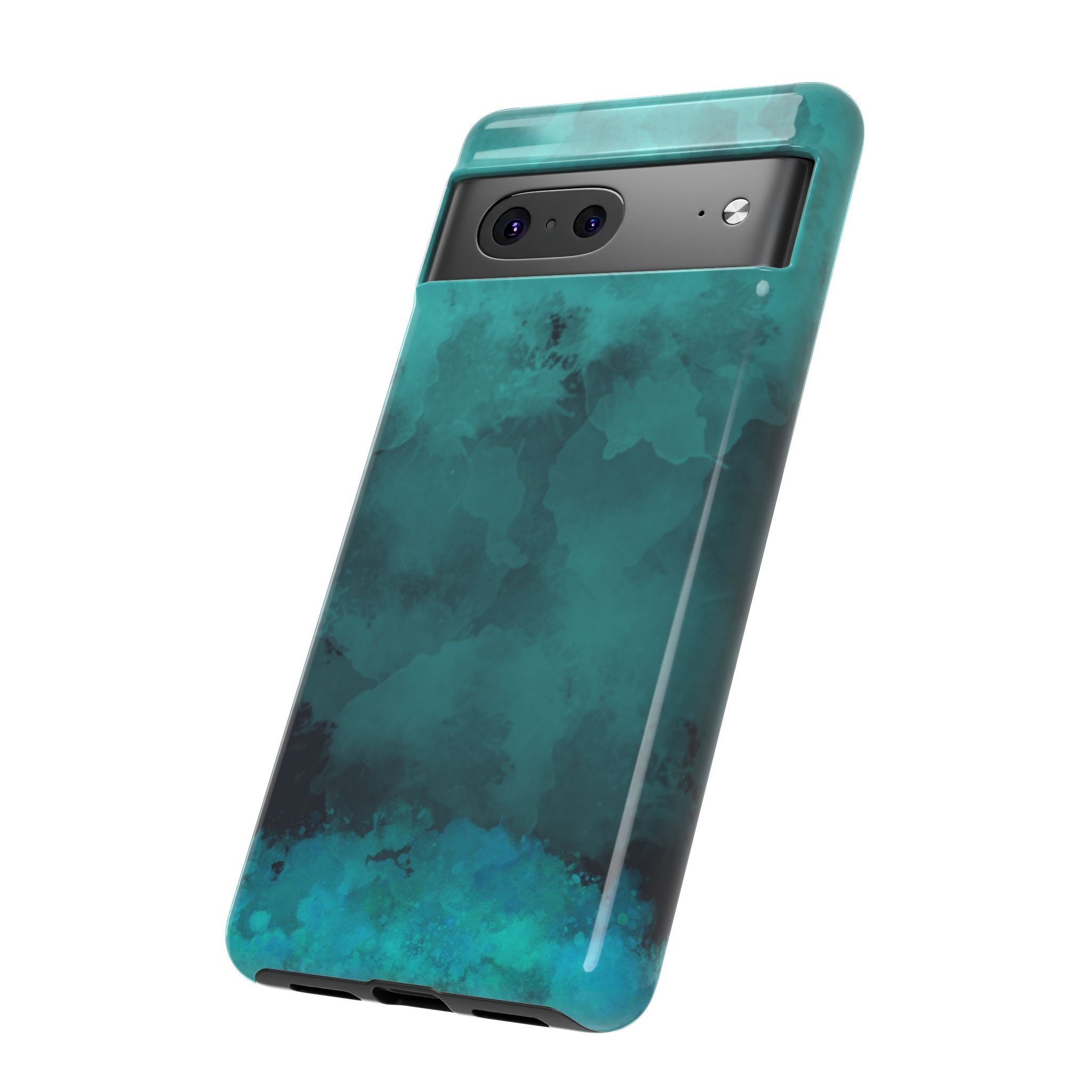 Turquoise Cloud Tough Phone Case — Protective Teal Marble Design