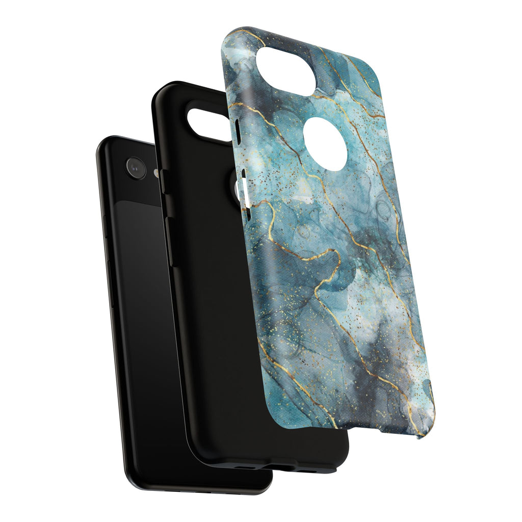 Blue Gold Marble Tough Phone Case