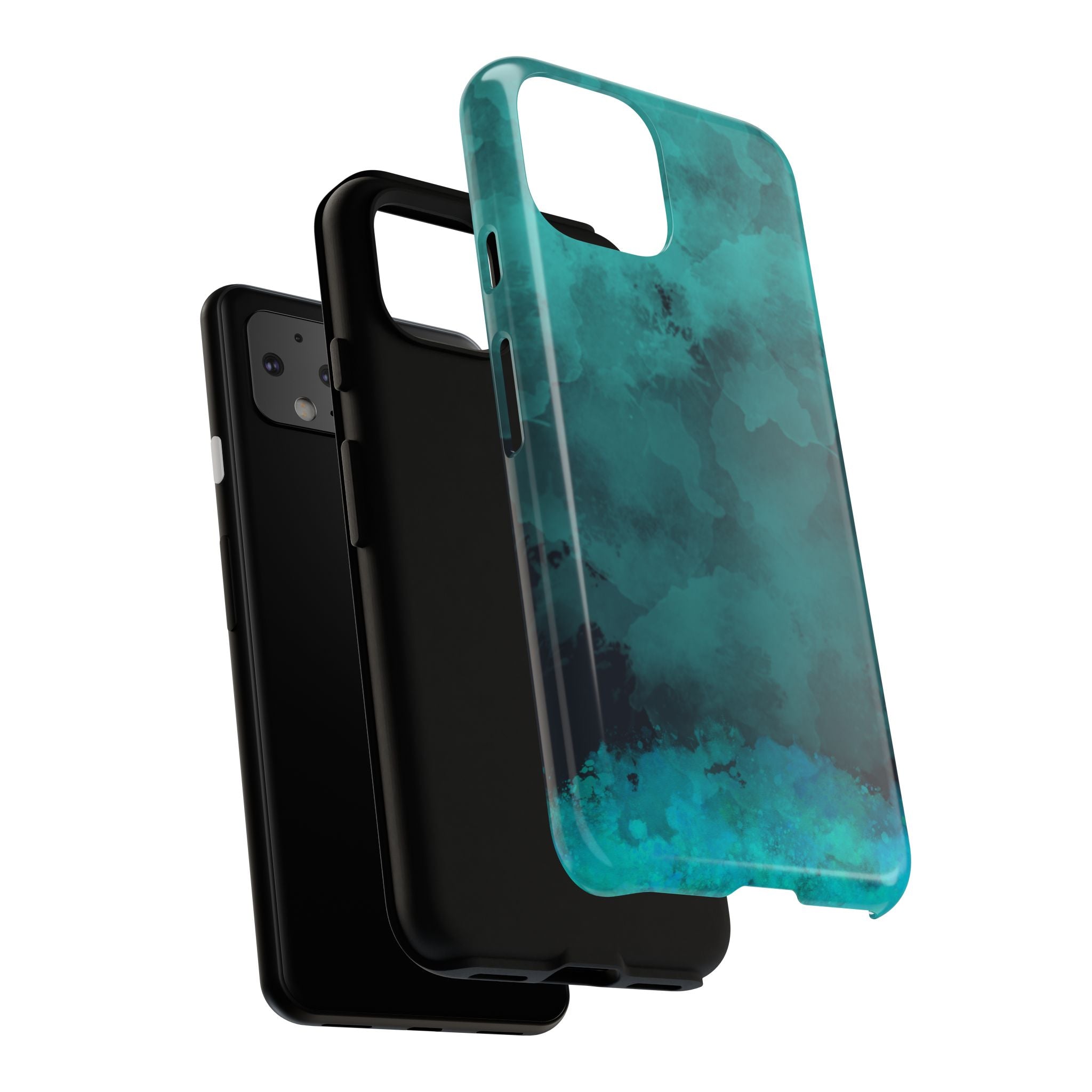 Turquoise Cloud Tough Phone Case — Protective Teal Marble Design