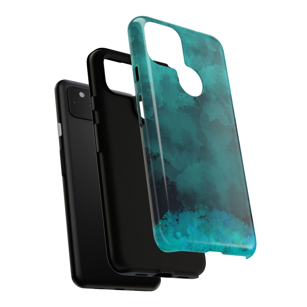 Turquoise Cloud Tough Phone Case — Protective Teal Marble Design