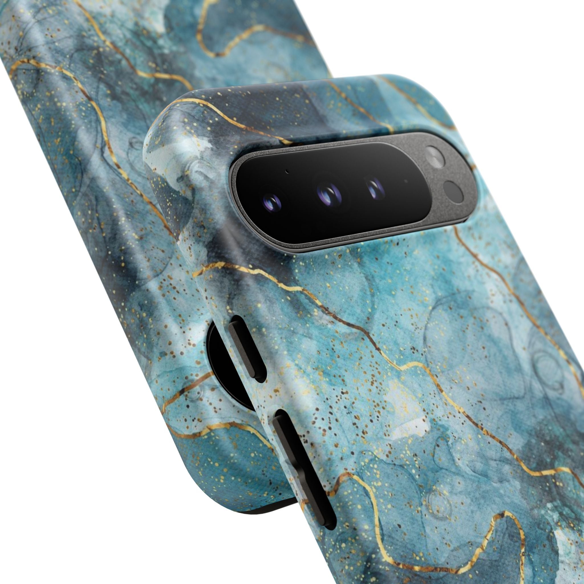 Blue Gold Marble Tough Phone Case