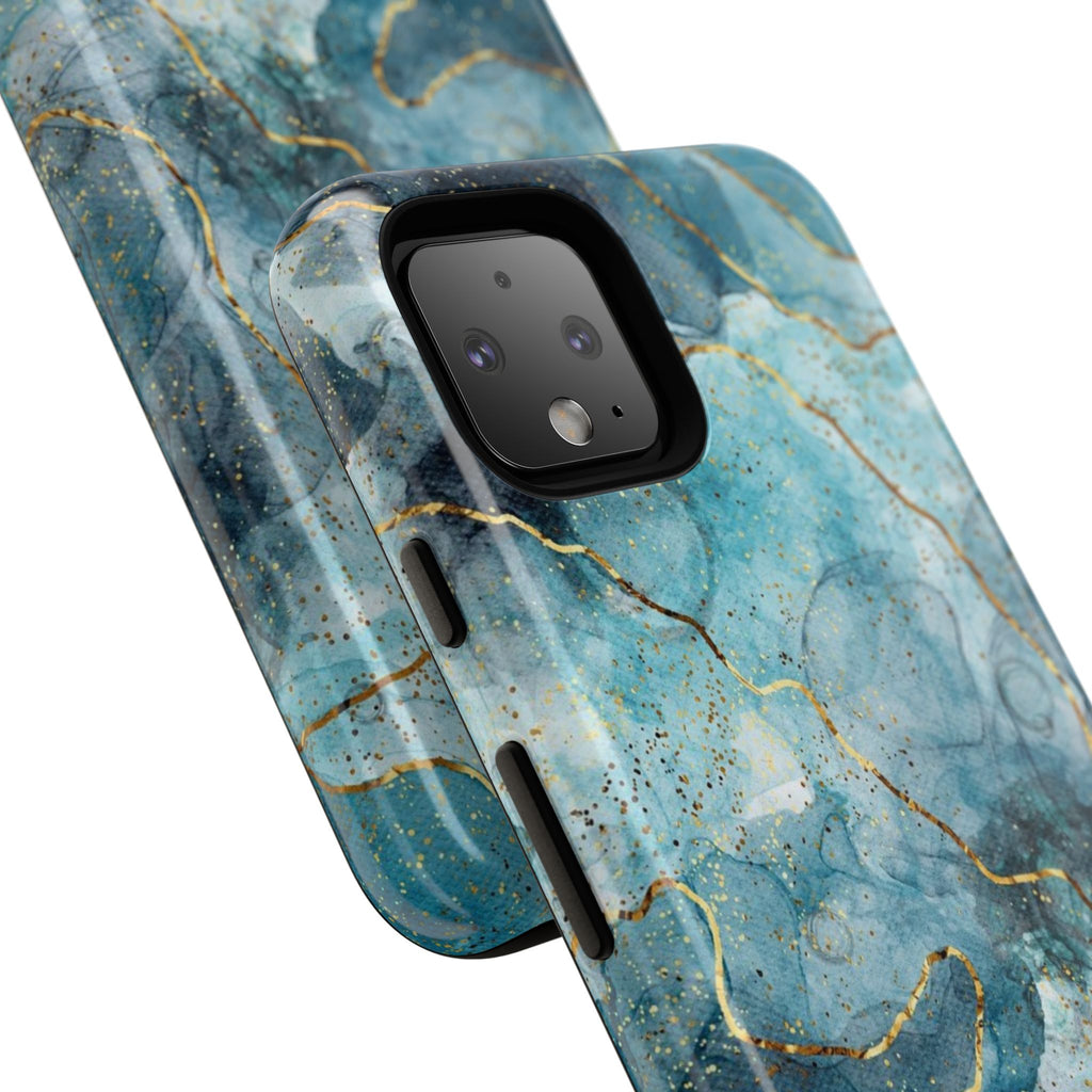 Blue Gold Marble Tough Phone Case