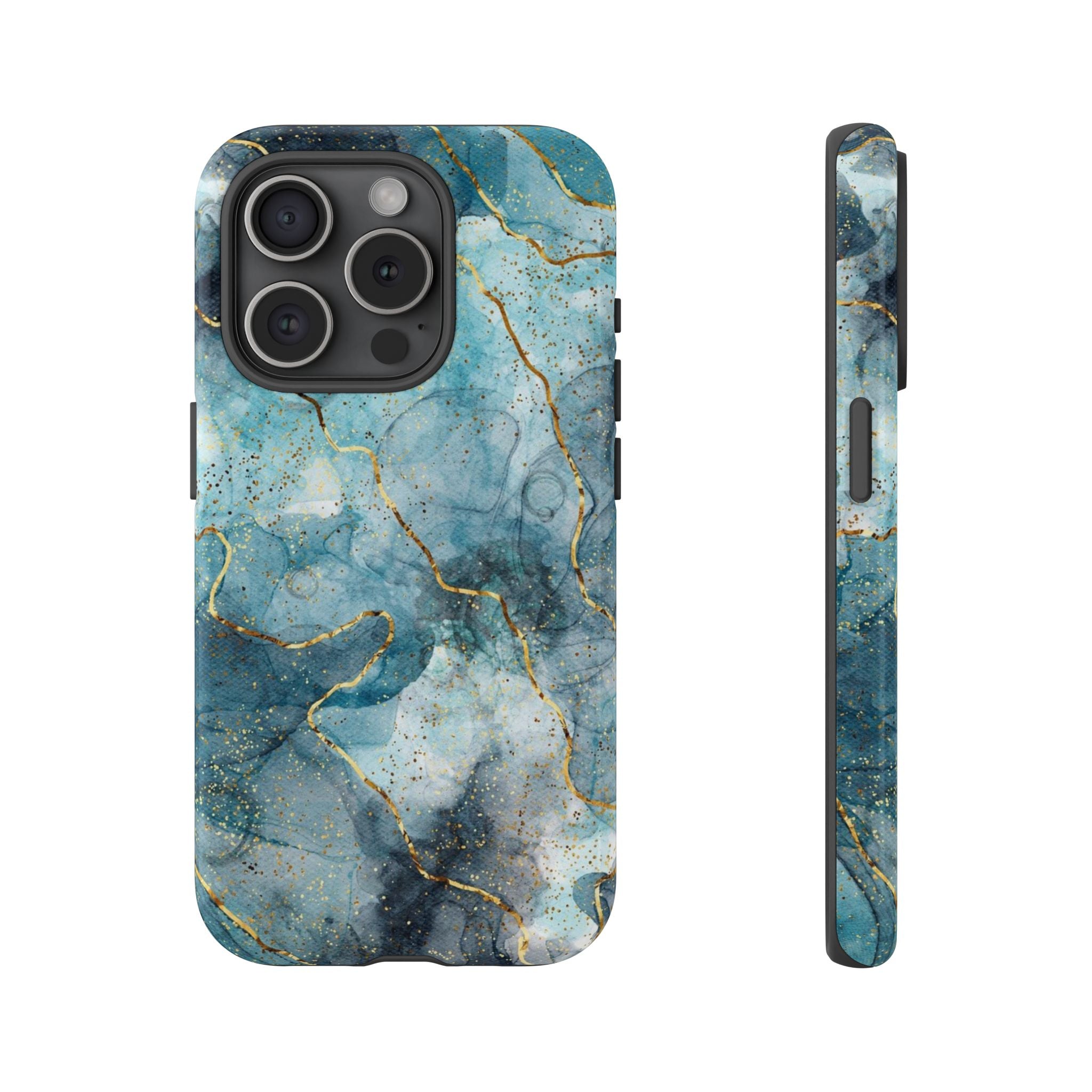 Blue Gold Marble Tough Phone Case