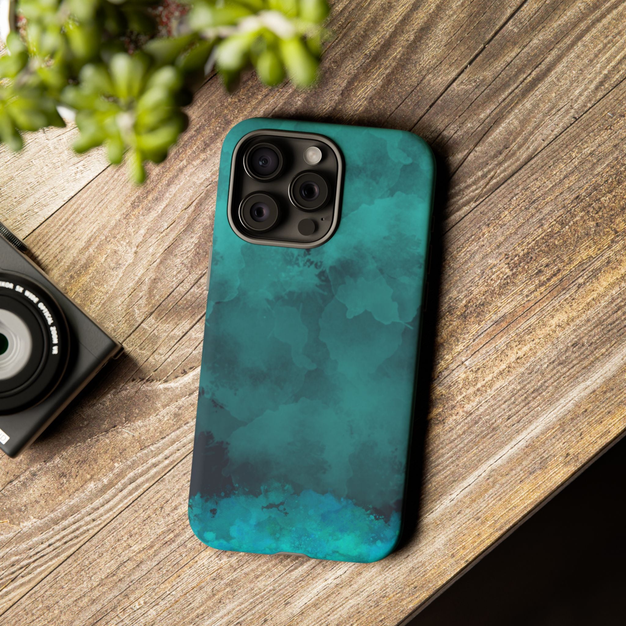 Turquoise Cloud Tough Phone Case — Protective Teal Marble Design
