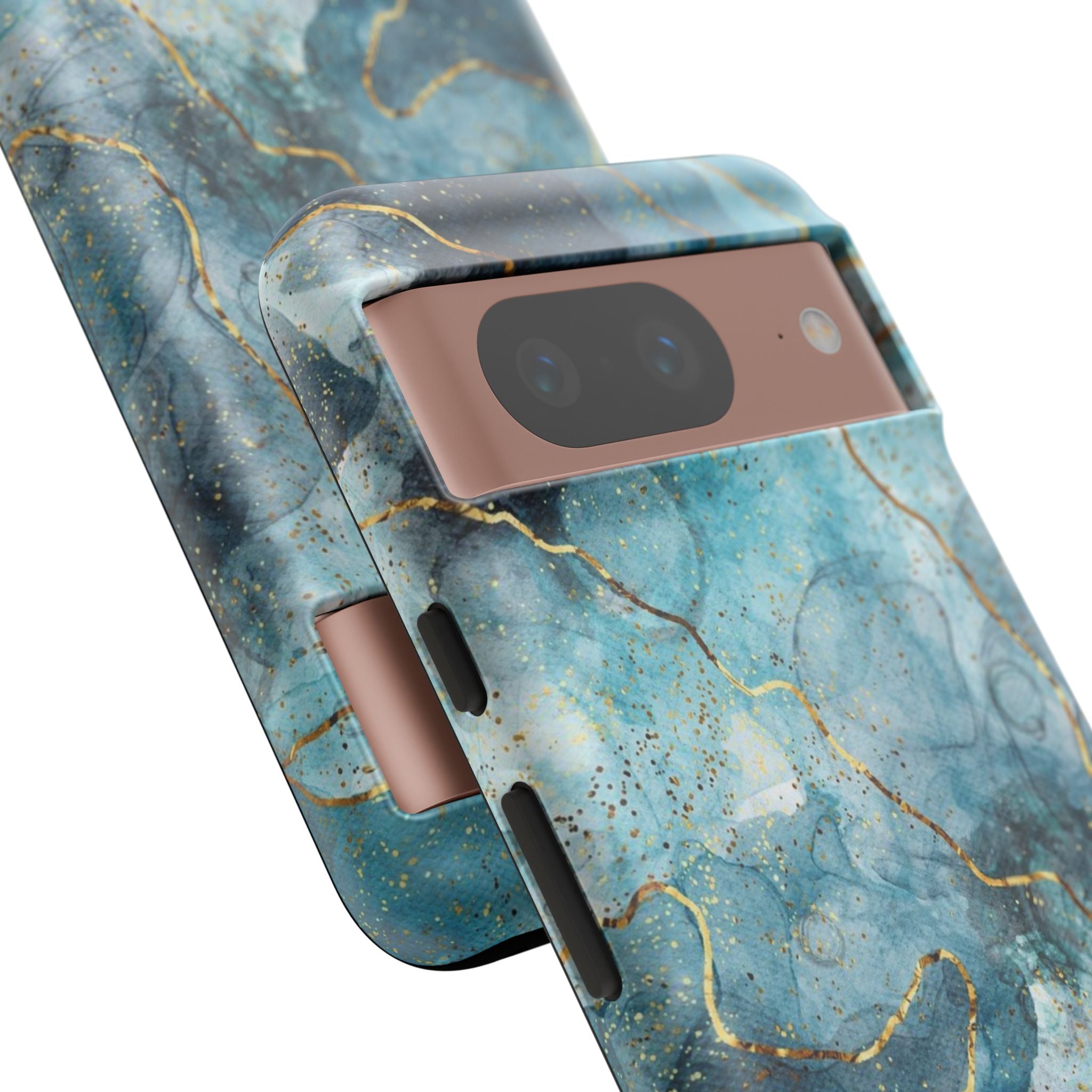 Blue Gold Marble Tough Phone Case