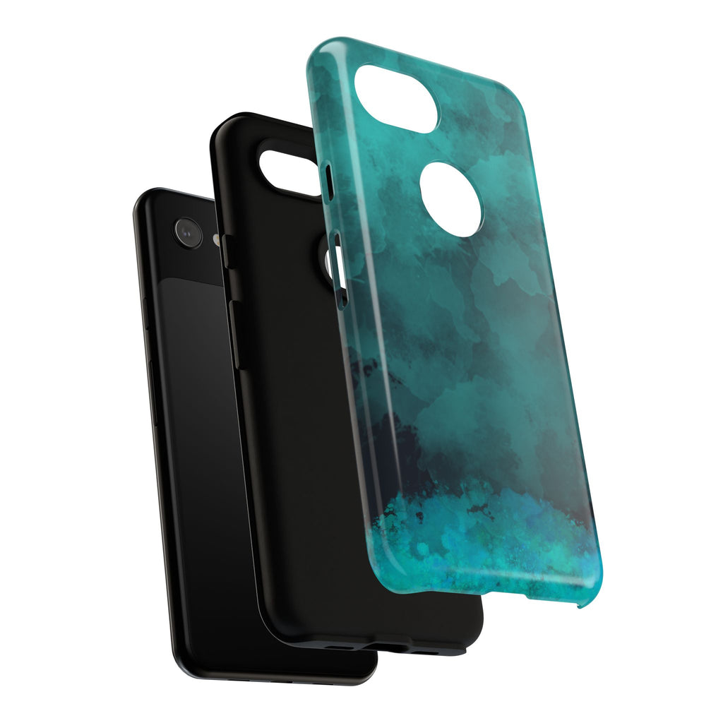 Turquoise Cloud Tough Phone Case — Protective Teal Marble Design