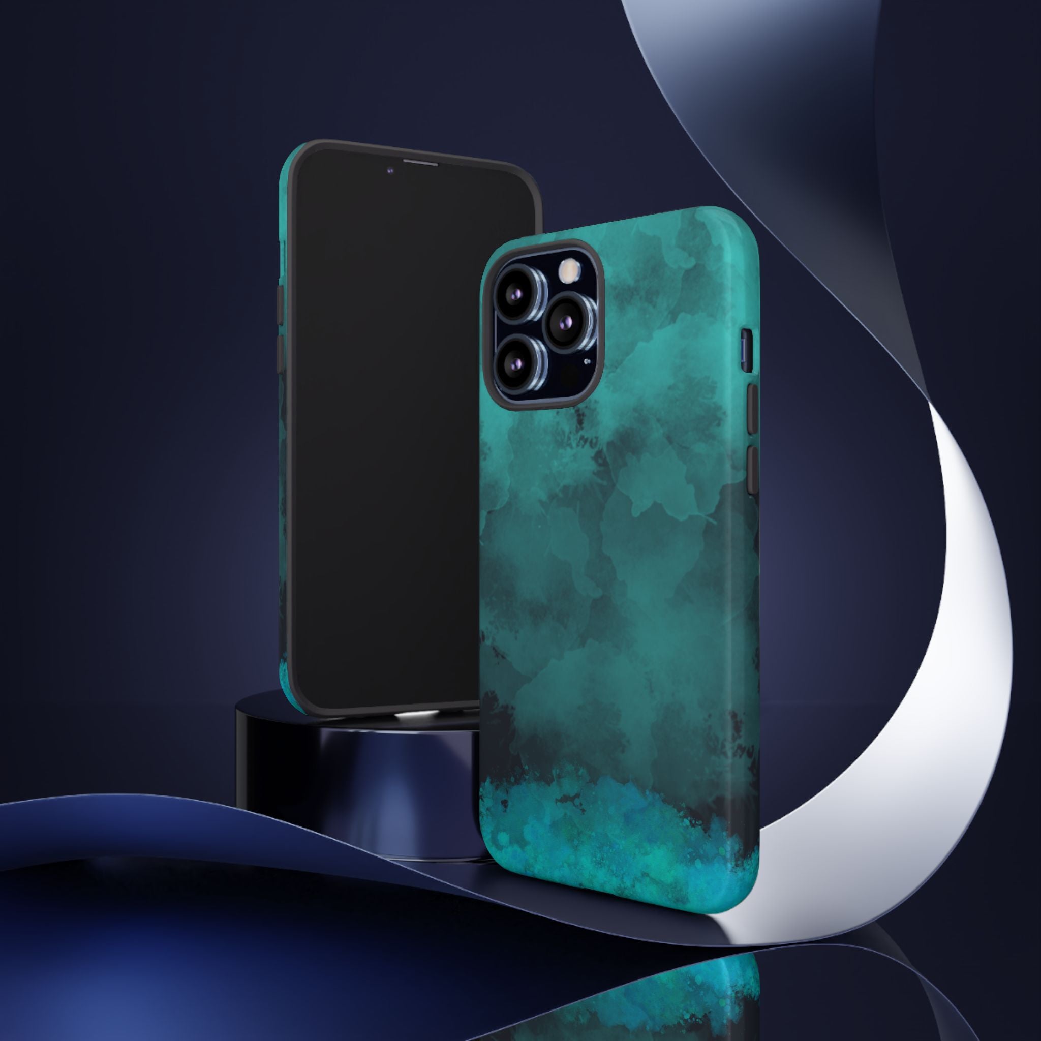 Turquoise Cloud Tough Phone Case — Protective Teal Marble Design