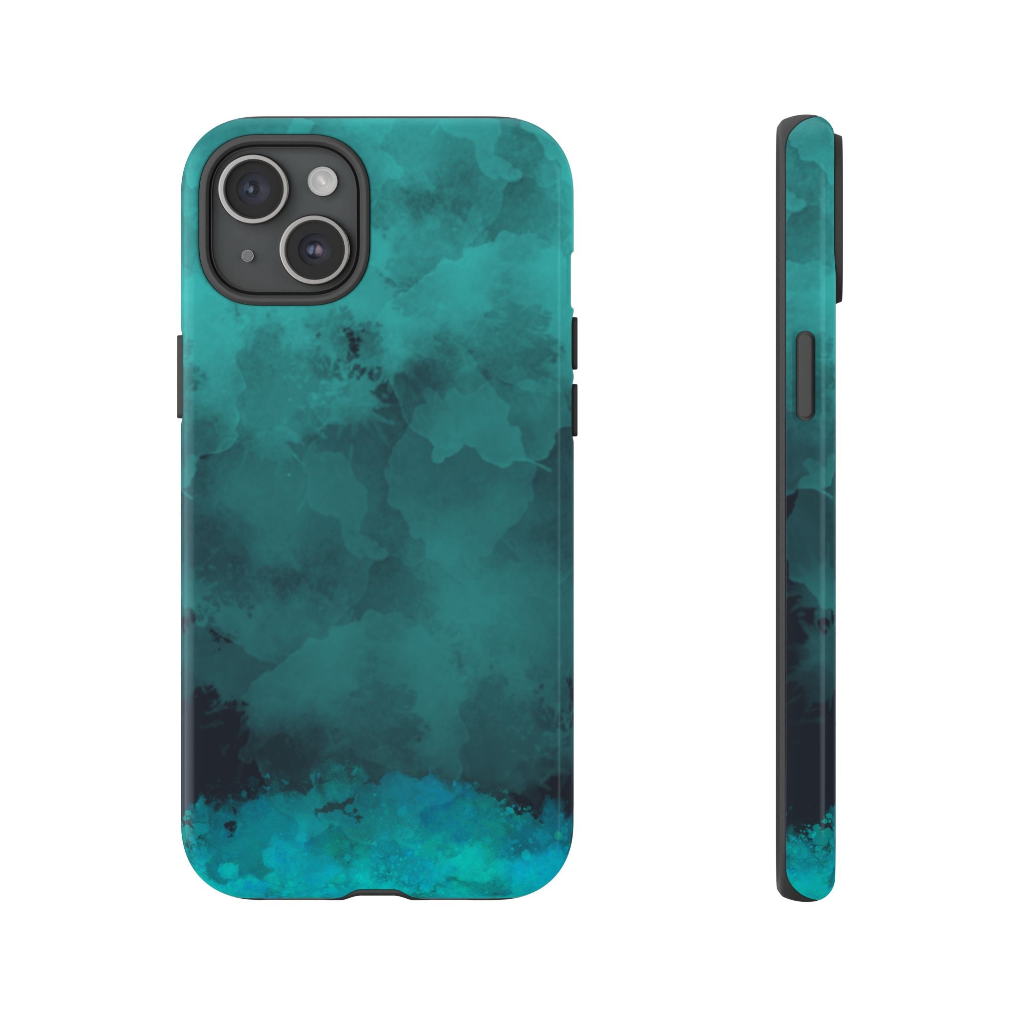Turquoise Cloud Tough Phone Case — Protective Teal Marble Design
