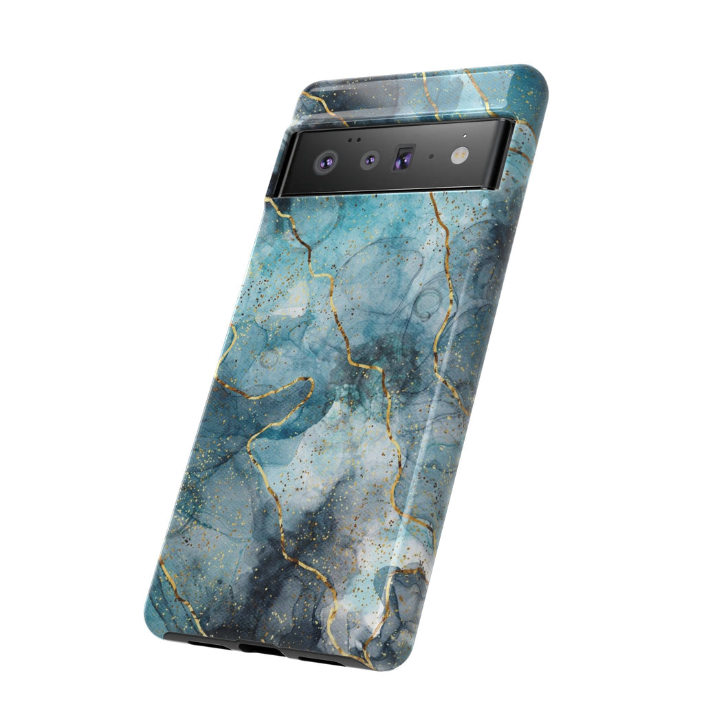 Blue Gold Marble Tough Phone Case