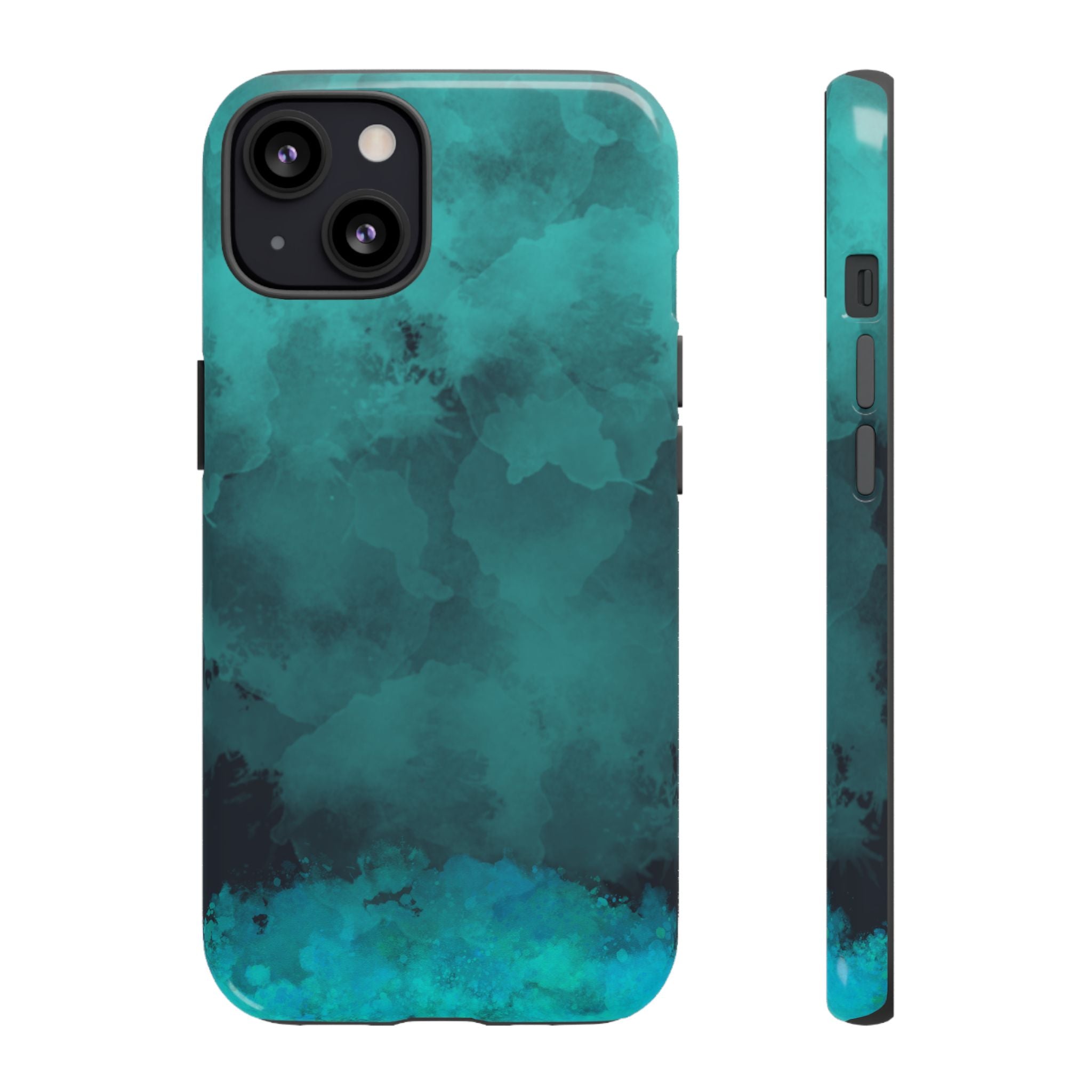 Turquoise Cloud Tough Phone Case — Protective Teal Marble Design