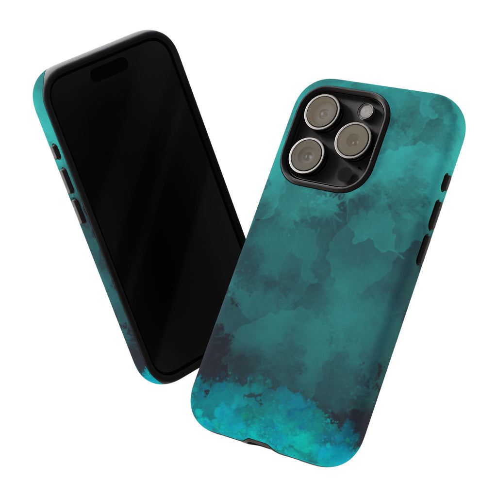Turquoise Cloud Tough Phone Case — Protective Teal Marble Design