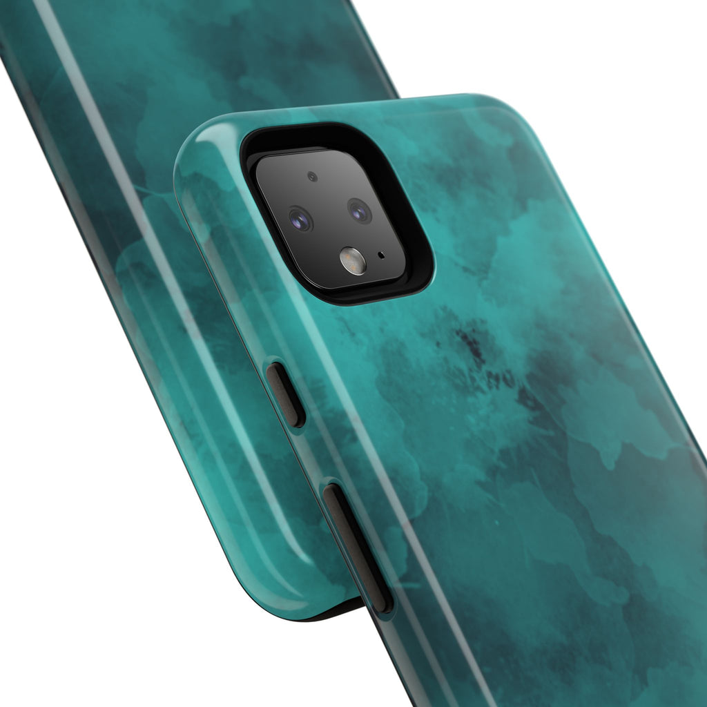 Turquoise Cloud Tough Phone Case — Protective Teal Marble Design