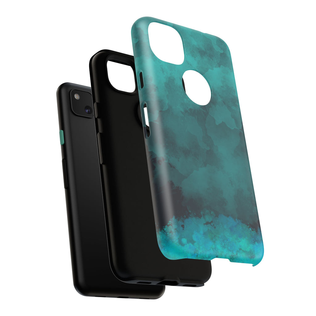 Turquoise Cloud Tough Phone Case — Protective Teal Marble Design