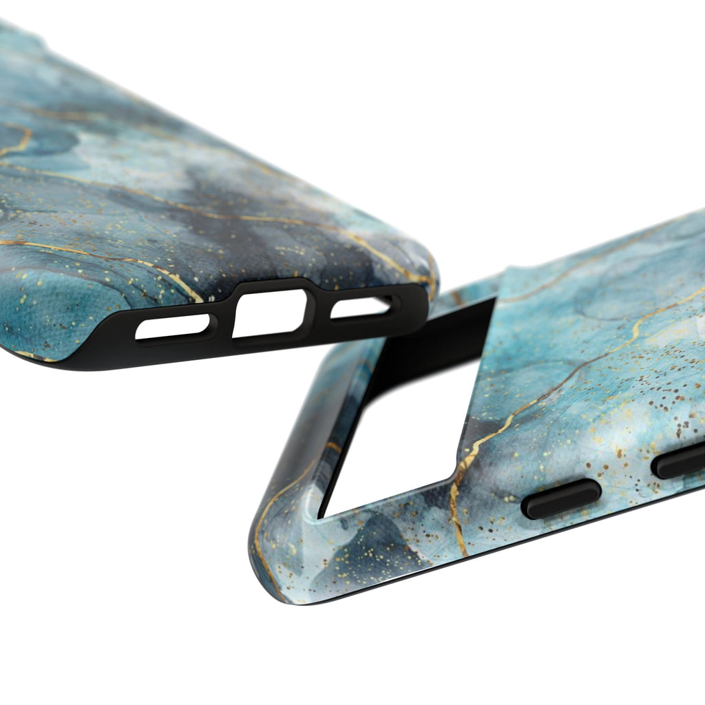 Blue Gold Marble Tough Phone Case