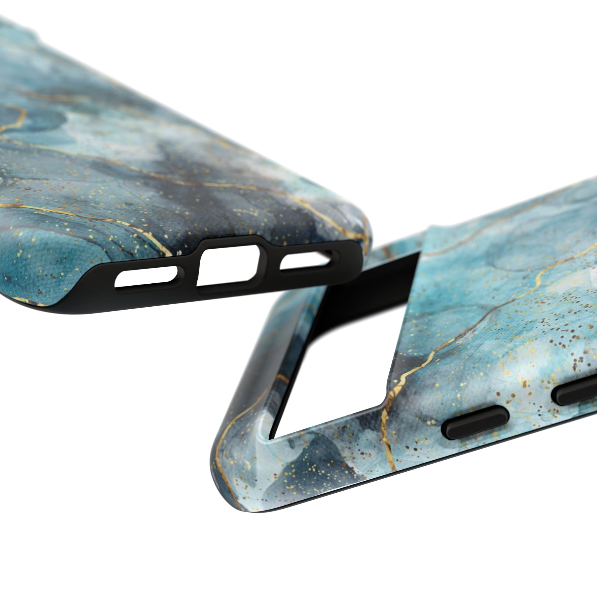 Blue Gold Marble Tough Phone Case