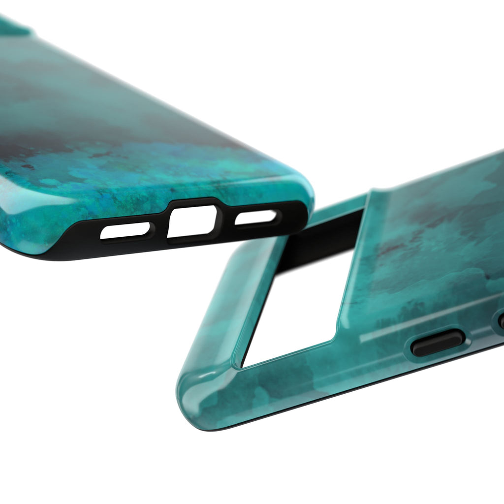 Turquoise Cloud Tough Phone Case — Protective Teal Marble Design
