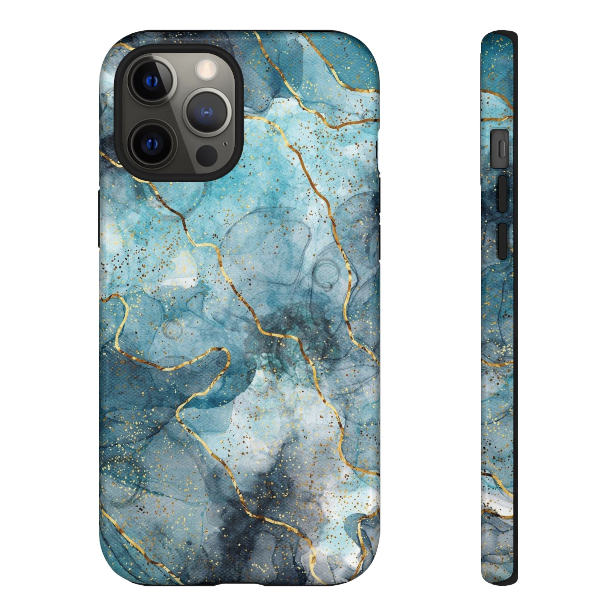 Blue Gold Marble Tough Phone Case